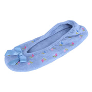 Women's Floral Embroidered Terry Ballerina Slipper House Shoe