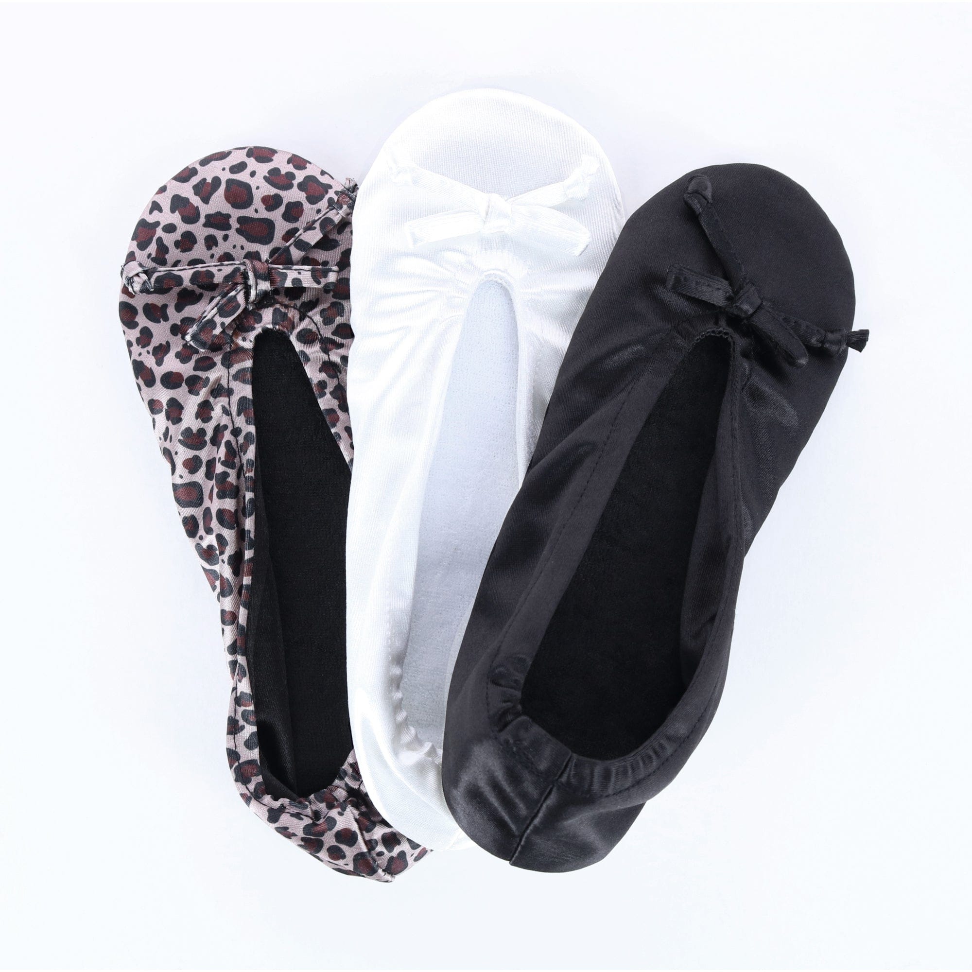 CTM® Women's Satin Ballerina Slipper House Shoe - Black