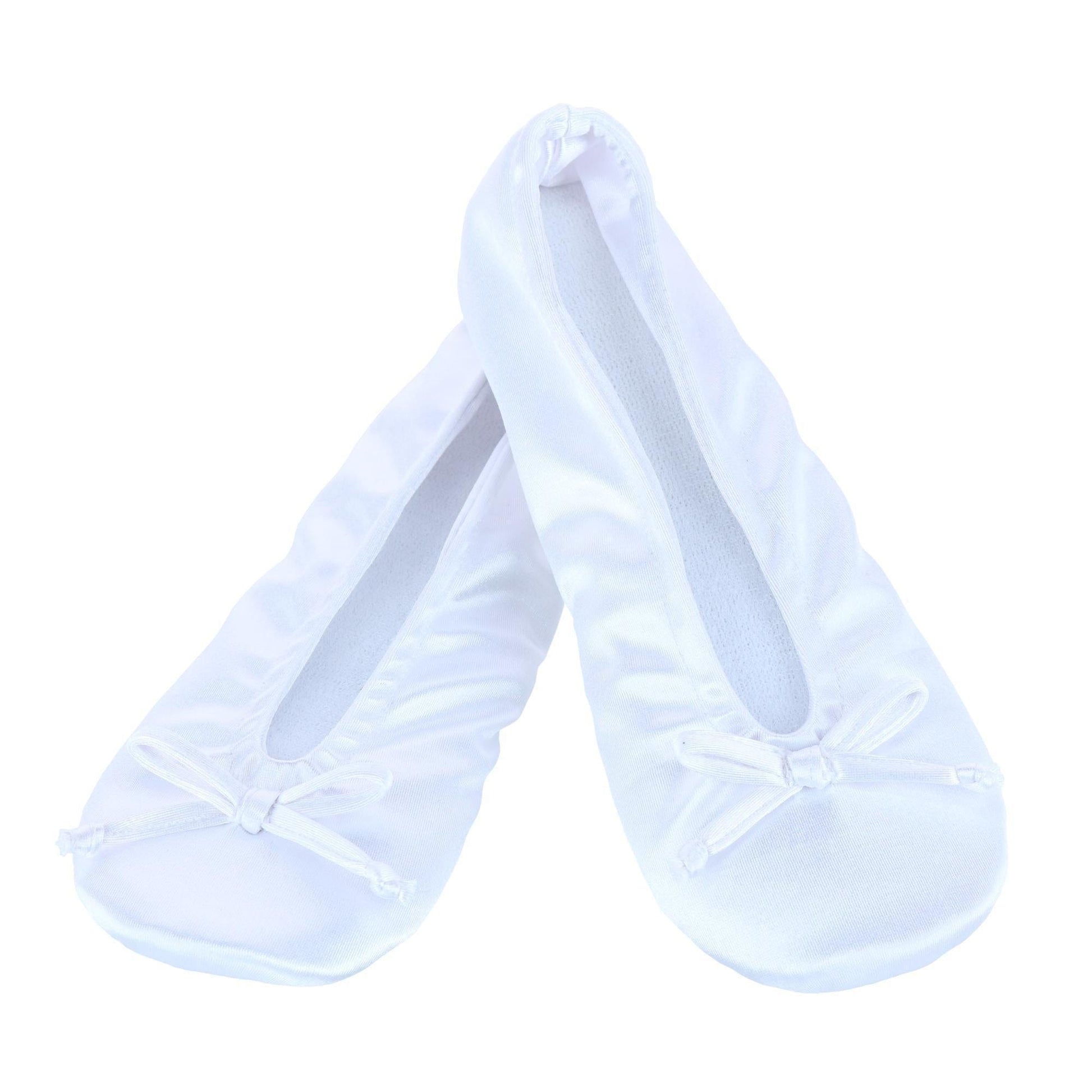 CTM® Women's Satin Ballerina Slipper House Shoe (Pack of 2) - Black & White