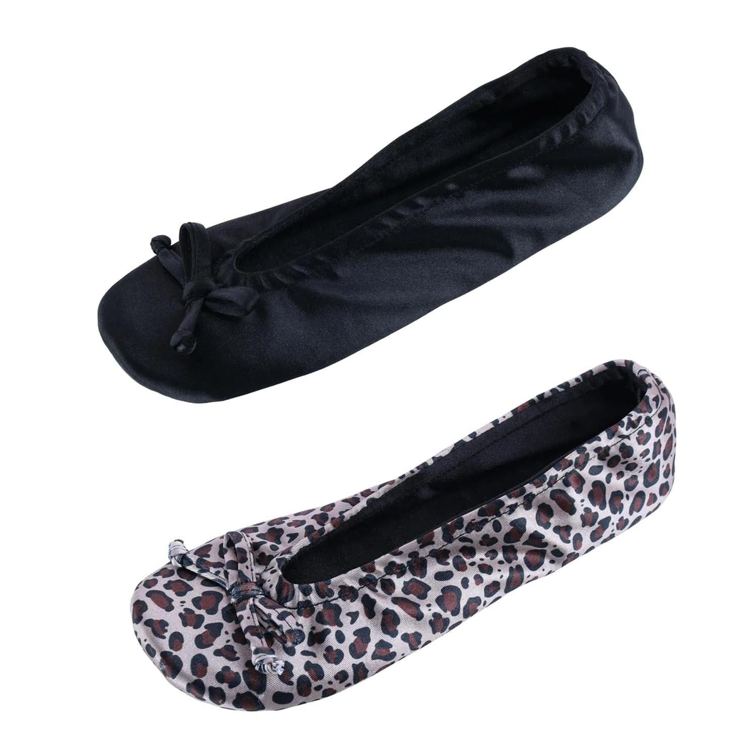 CTM® Women's Satin Ballerina Slipper House Shoe (Pack of 2) - Women's Satin Ballerina Slipper House Shoe (Pack of 2)