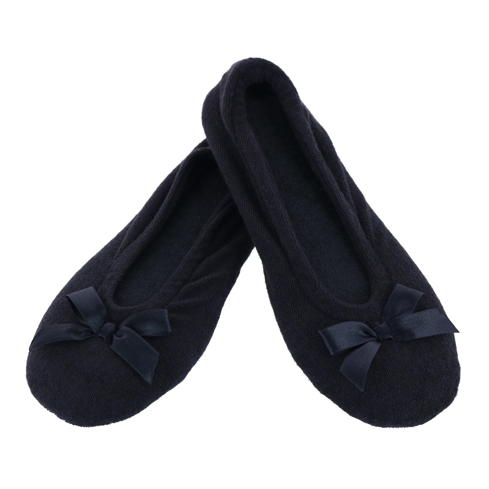 CTM® Women's Terry Ballerina Slipper House Shoe - Black