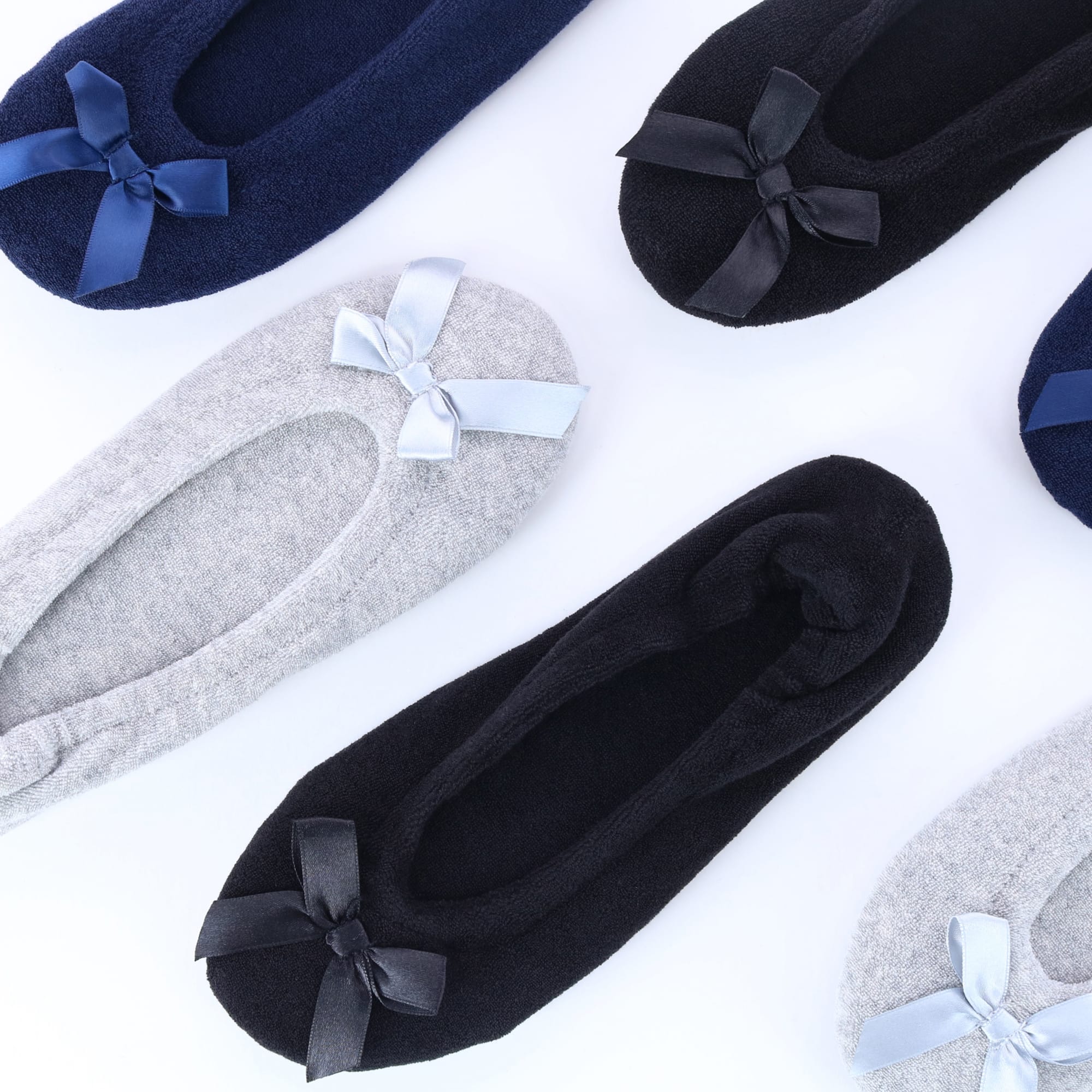 CTM® Women's Terry Ballerina Slipper House Shoe - Black