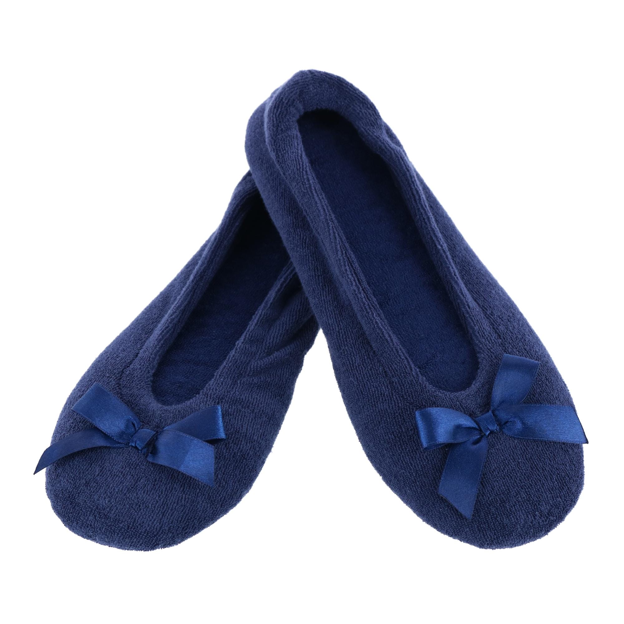 CTM® Women's Terry Ballerina Slipper House Shoe - Navy