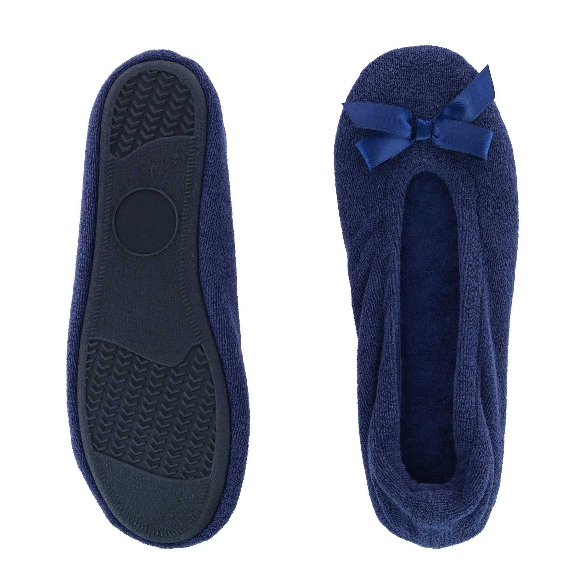 CTM® Women's Terry Ballerina Slipper House Shoe - Navy