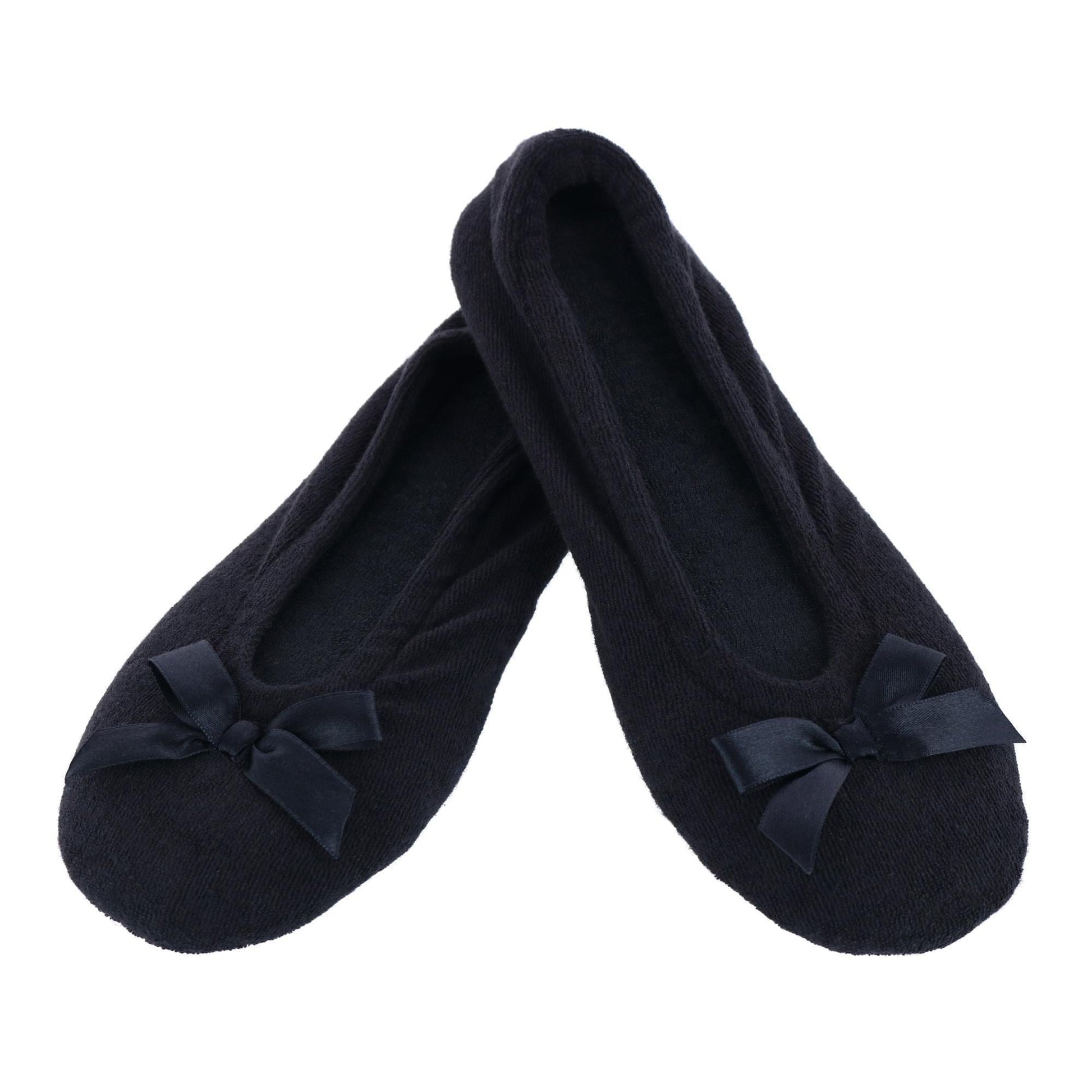 CTM® Women's Terry Ballerina Slipper House Shoe (Pack of 2) - Navy
