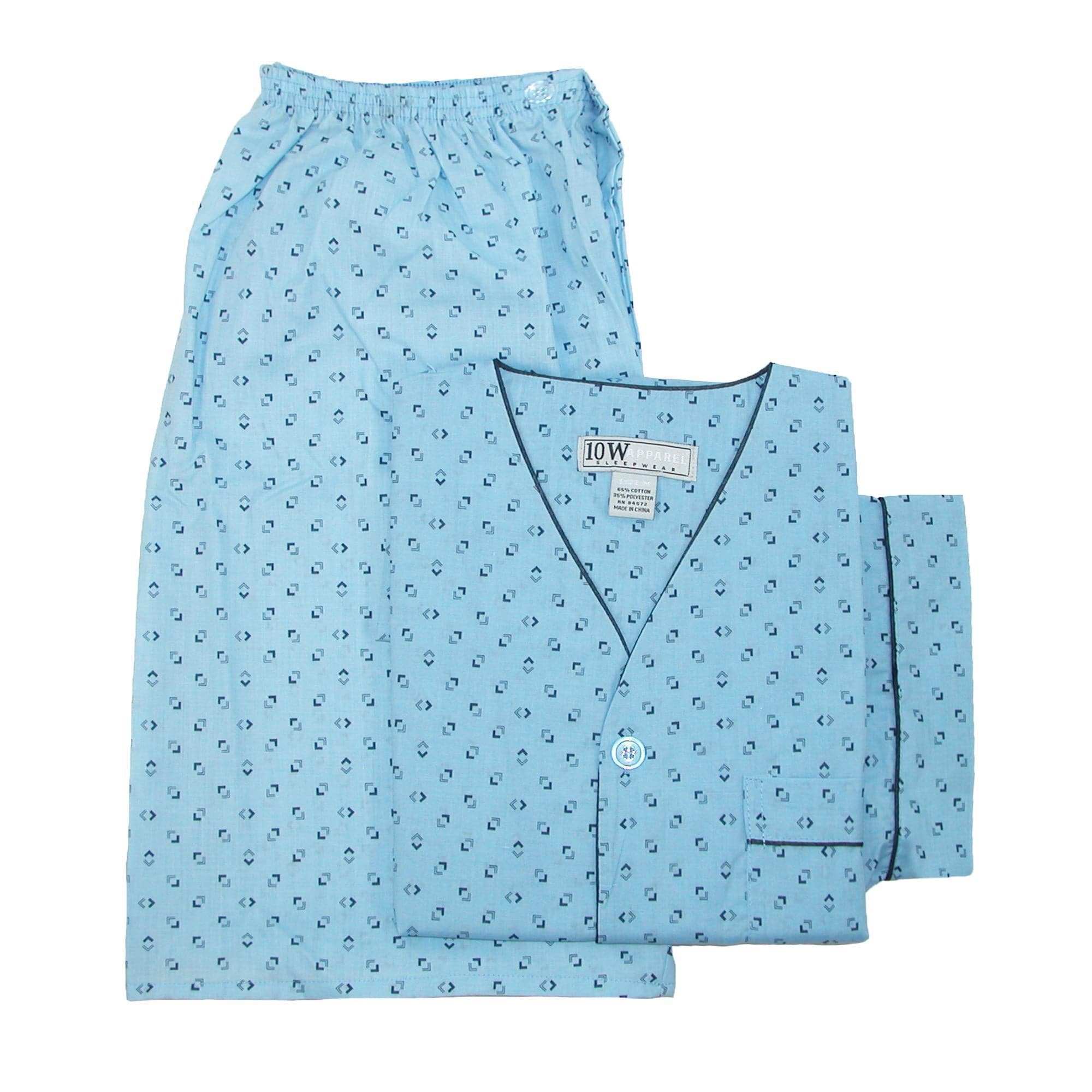 Ten West Apparel Men's Short Sleeve Short Leg Pajama Set - Light Blue