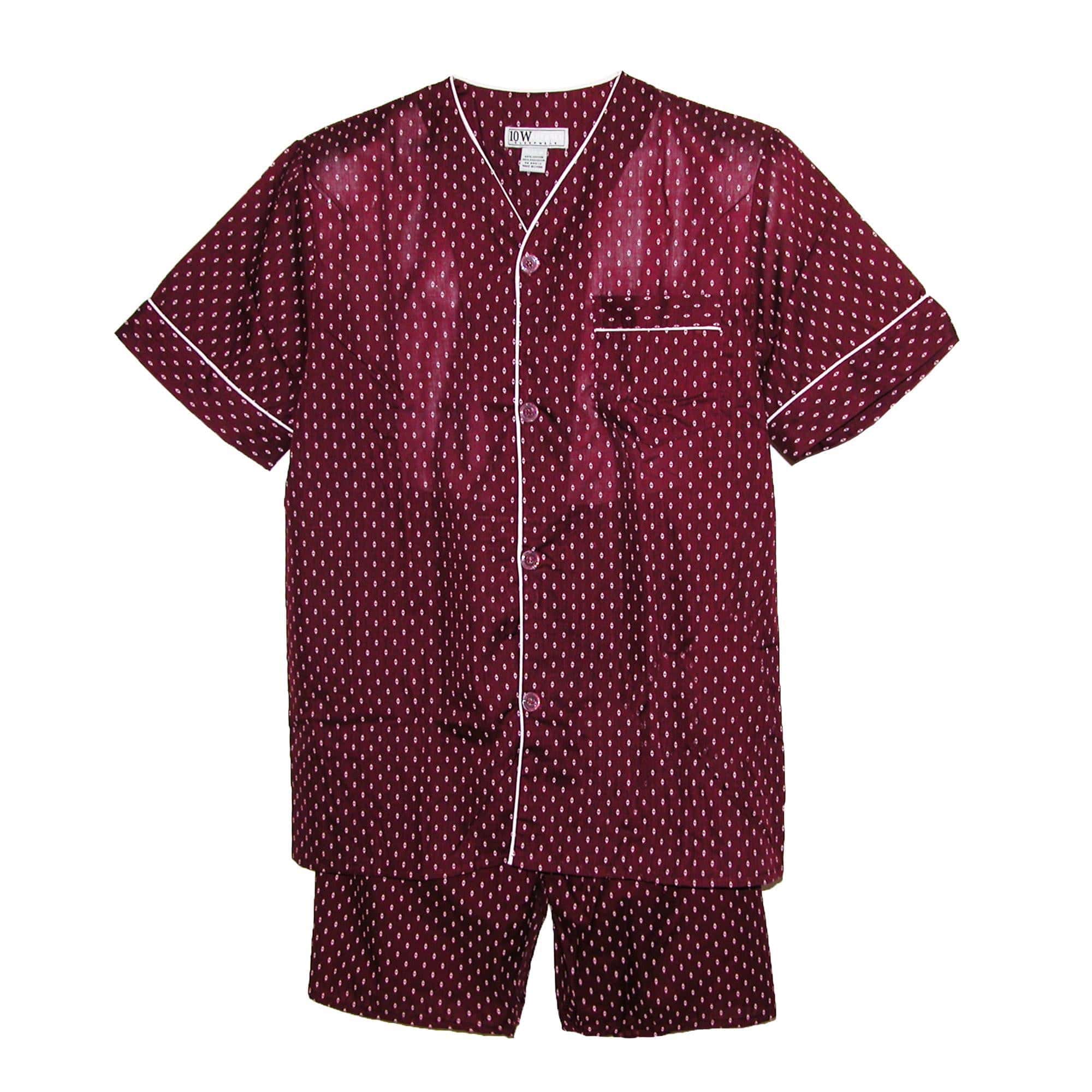 Ten West Apparel Men's Short Sleeve Short Leg Pajama Set - Red
