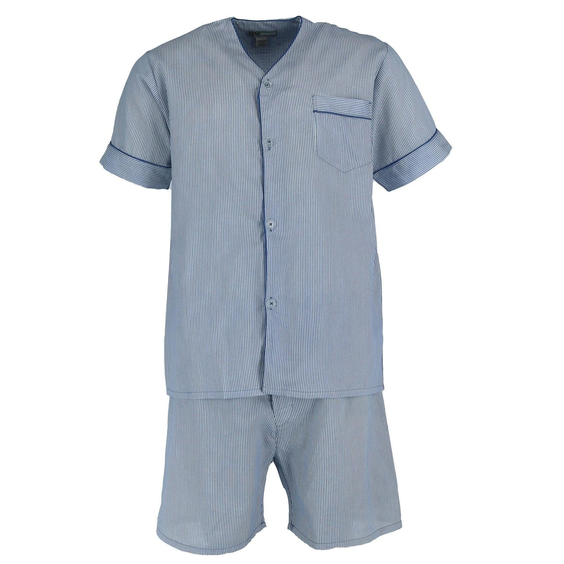 Ten West Apparel Men's Short Sleeve Short Leg Pajama Set - Blue White Stripe