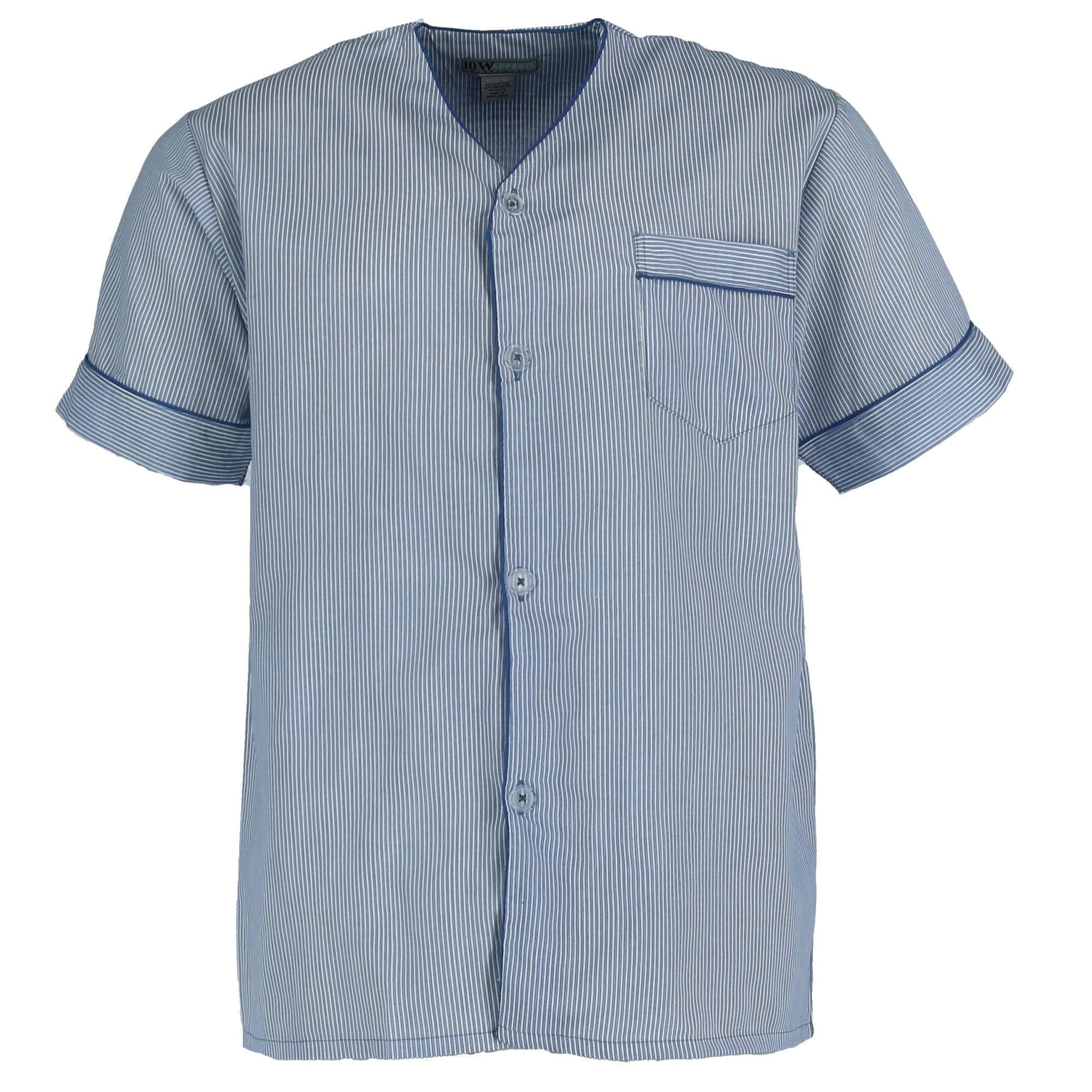 Ten West Apparel Men's Short Sleeve Short Leg Pajama Set - Blue White Stripe