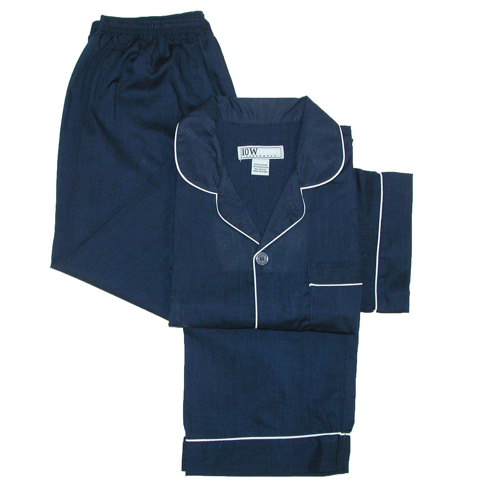 Ten West Apparel Men's Short Sleeve Long Leg Solid Pajama Set - Dark Navy Blue