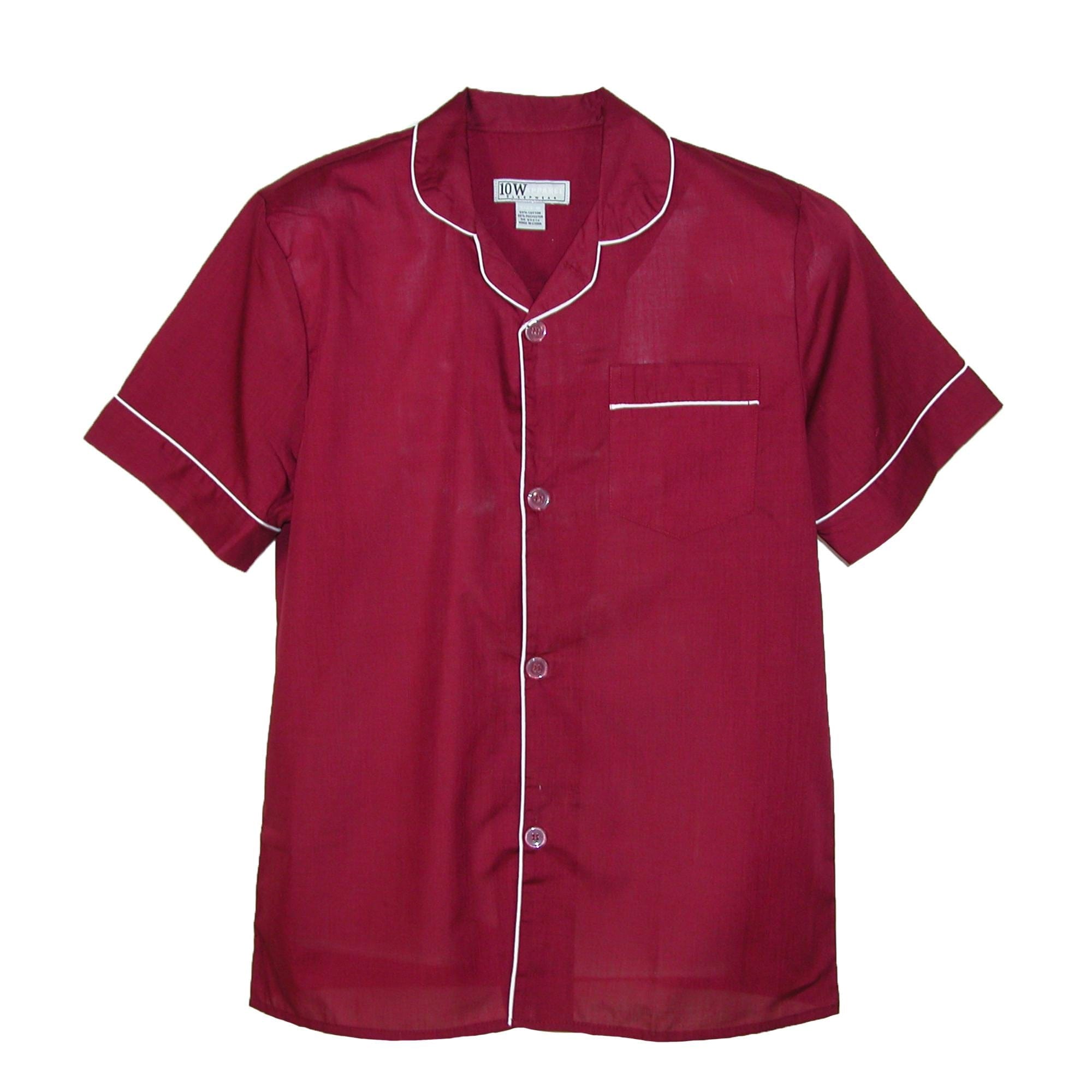 Ten West Apparel Men's Short Sleeve Long Leg Solid Pajama Set - Red