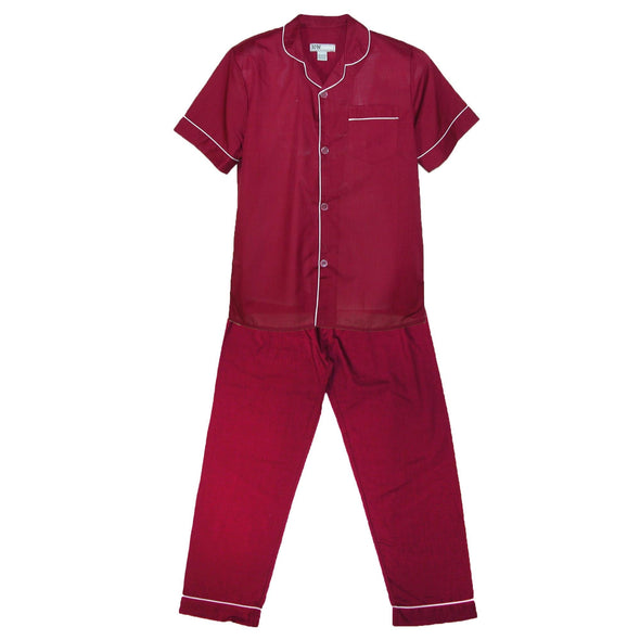Men's Short Sleeve Long Leg Solid Pajama Set
