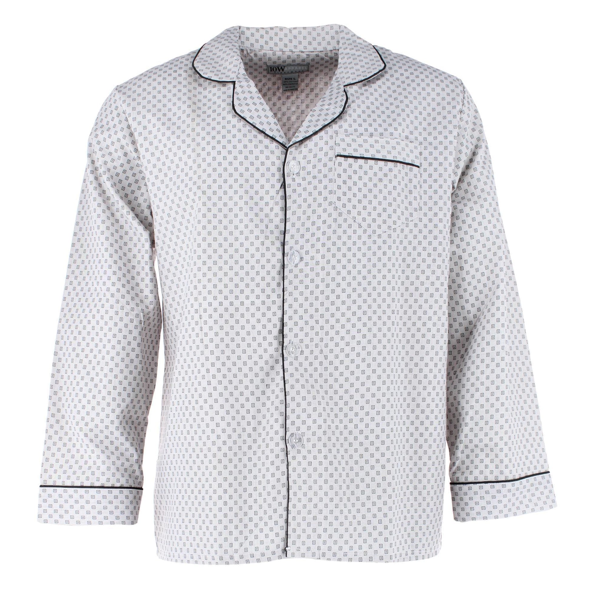 Ten West Apparel Men's Long Sleeve Long Pant Pajama Set - Grey