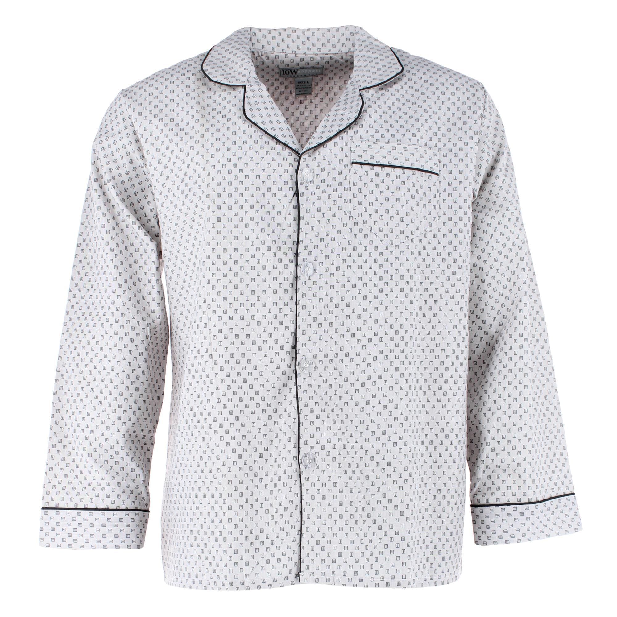 Ten West Apparel Men's Long Sleeve Long Pant Pajama Set - Grey