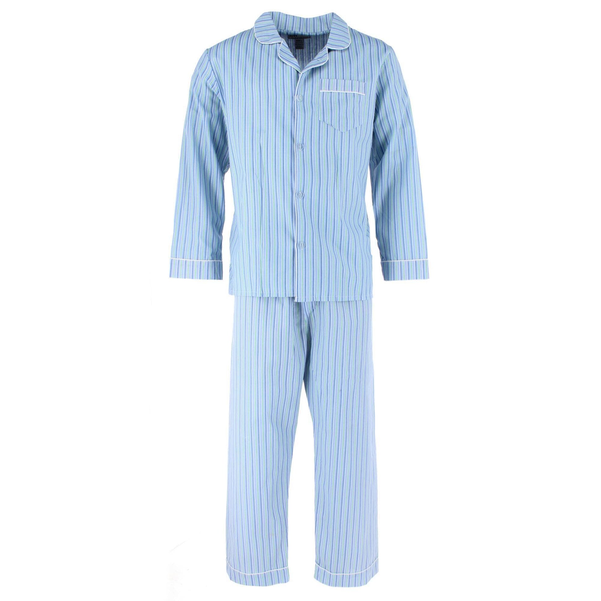 Ten West Apparel Men's Long Sleeve Long Pant Pajama Set - Light Blue