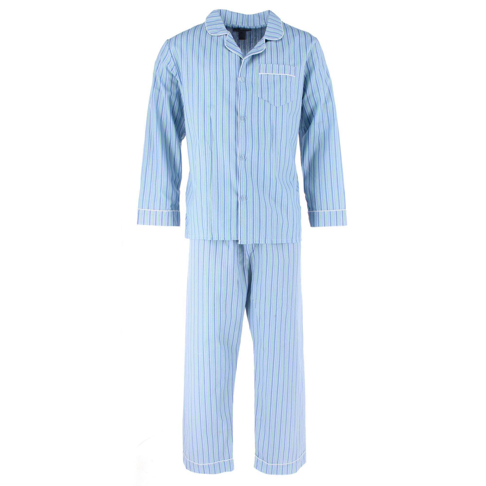 Ten West Apparel Men's Long Sleeve Long Pant Pajama Set - Light Blue