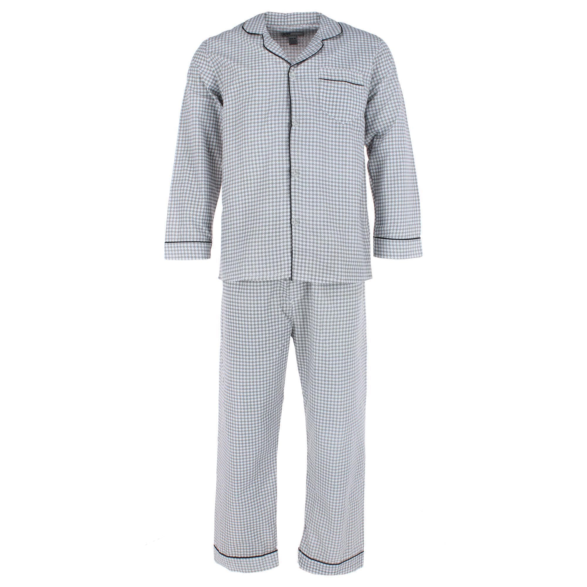 Ten West Apparel Men's Long Sleeve Long Pant Pajama Set - White