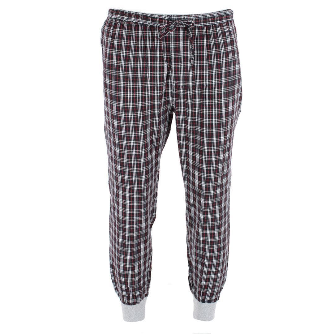 Ten West Apparel Men's Plaid Jogger and Crew Long Sleeve Pajama Set - Black
