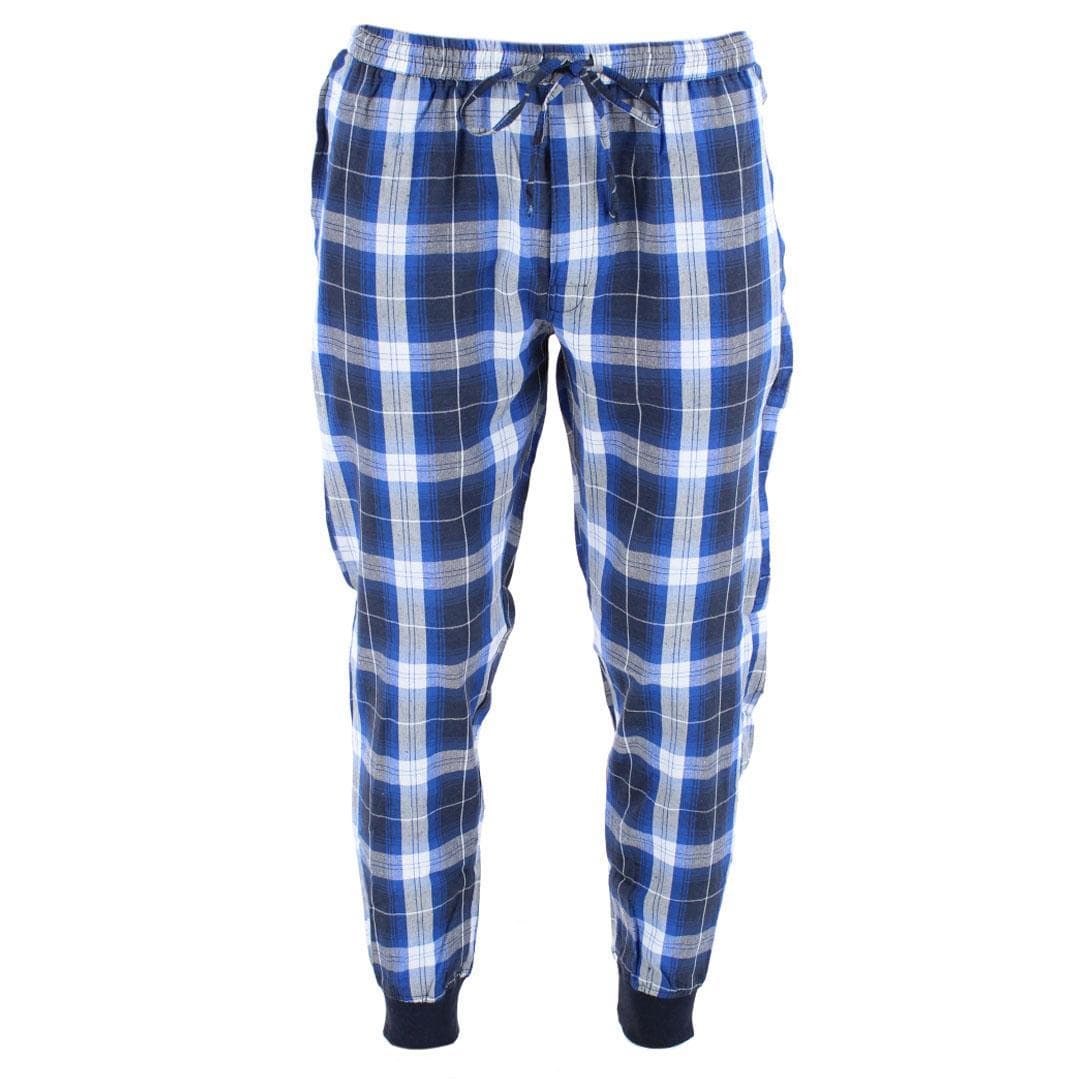 Ten West Apparel Men's Plaid Jogger and Crew Long Sleeve Pajama Set - Blue