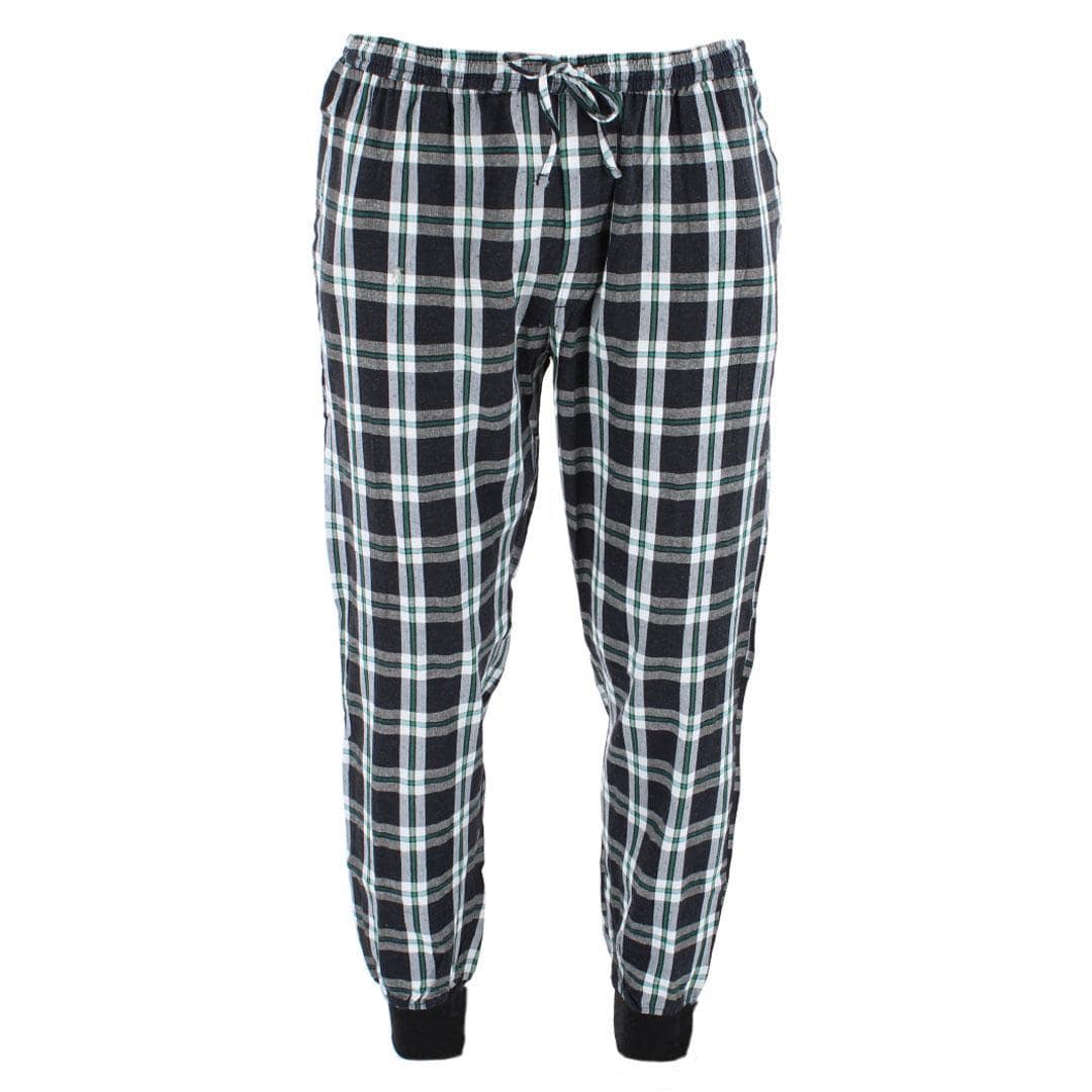 Ten West Apparel Men's Plaid Jogger and Crew Long Sleeve Pajama Set - Green