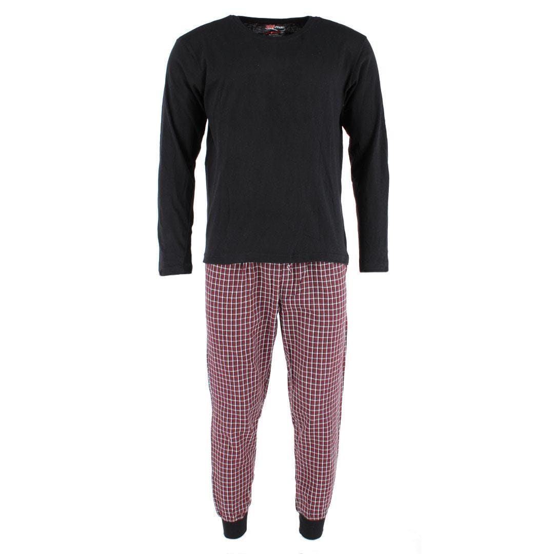 Ten West Apparel Men's Plaid Jogger and Crew Long Sleeve Pajama Set - Red