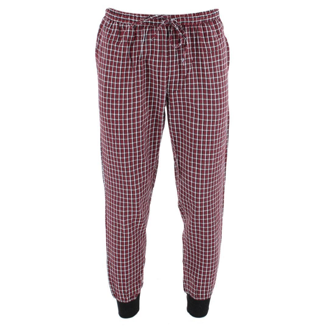 Ten West Apparel Men's Plaid Jogger and Crew Long Sleeve Pajama Set - Red