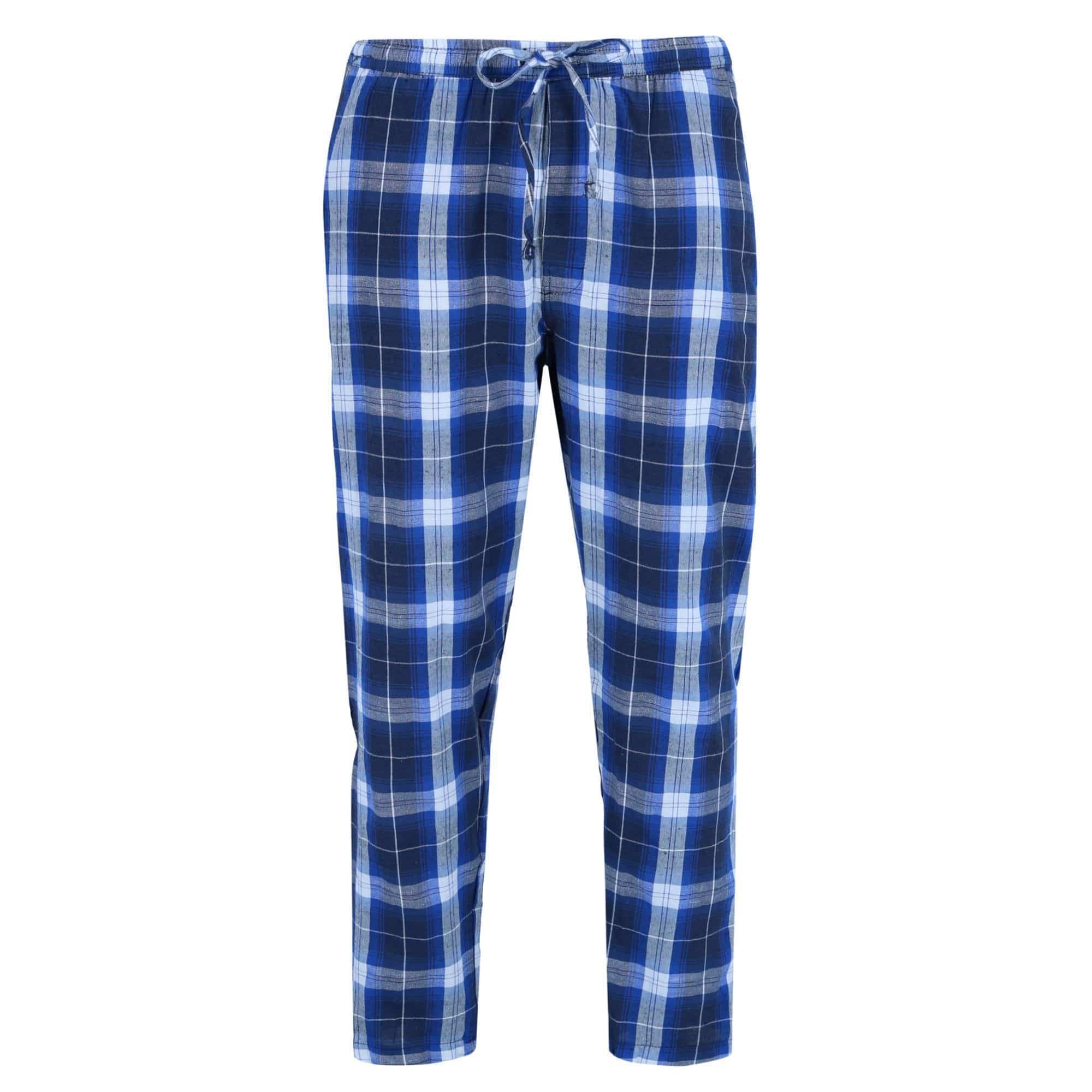 Ten West Apparel Men's Long Sleeve Henley With Flannel Pant Lounge Set - Blue