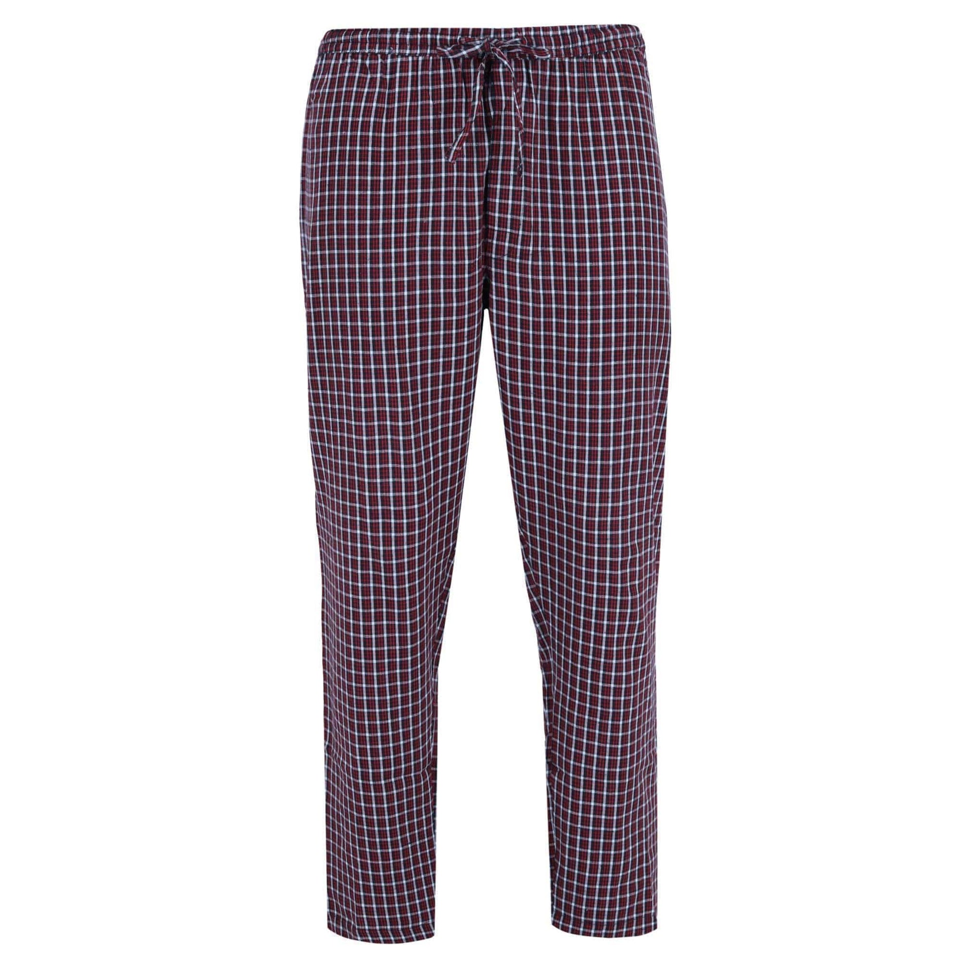 Ten West Apparel Men's Long Sleeve Henley With Flannel Pant Lounge Set - Dark Red