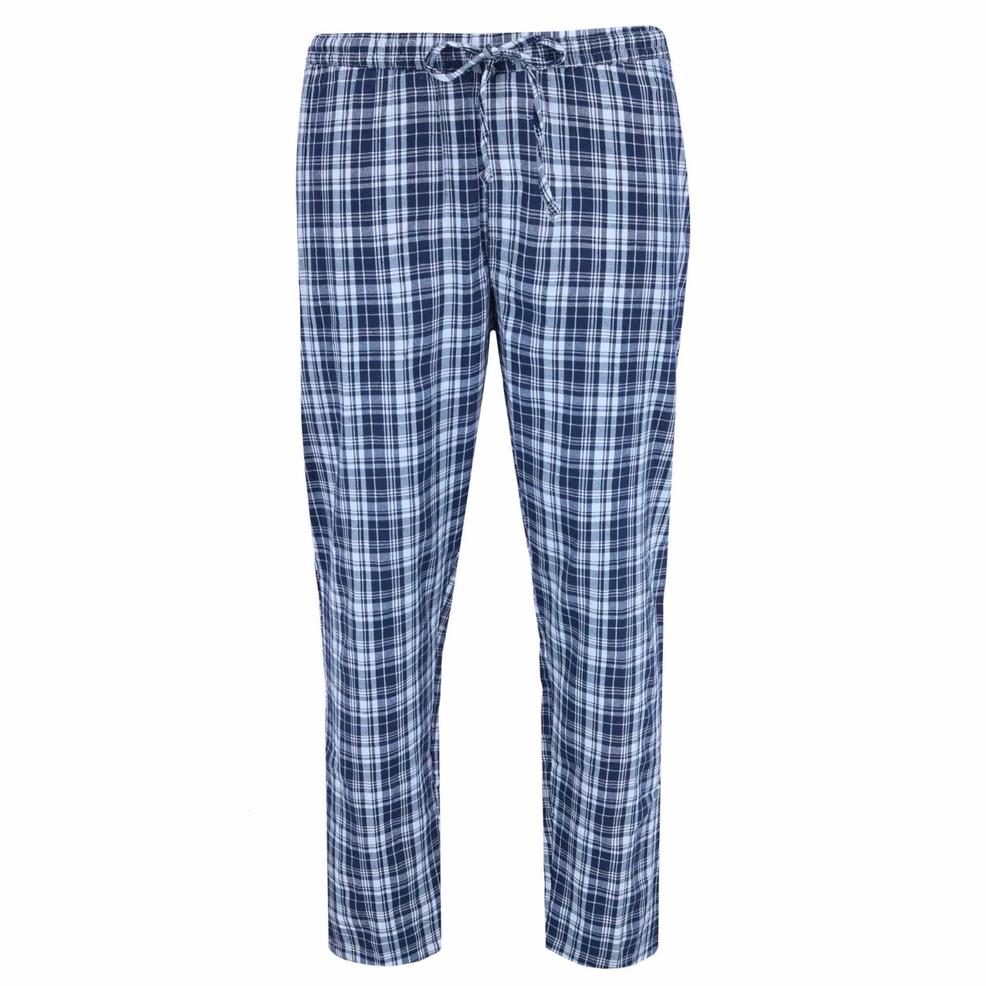 Ten West Apparel Men's Long Sleeve Henley With Flannel Pant Lounge Set - Navy
