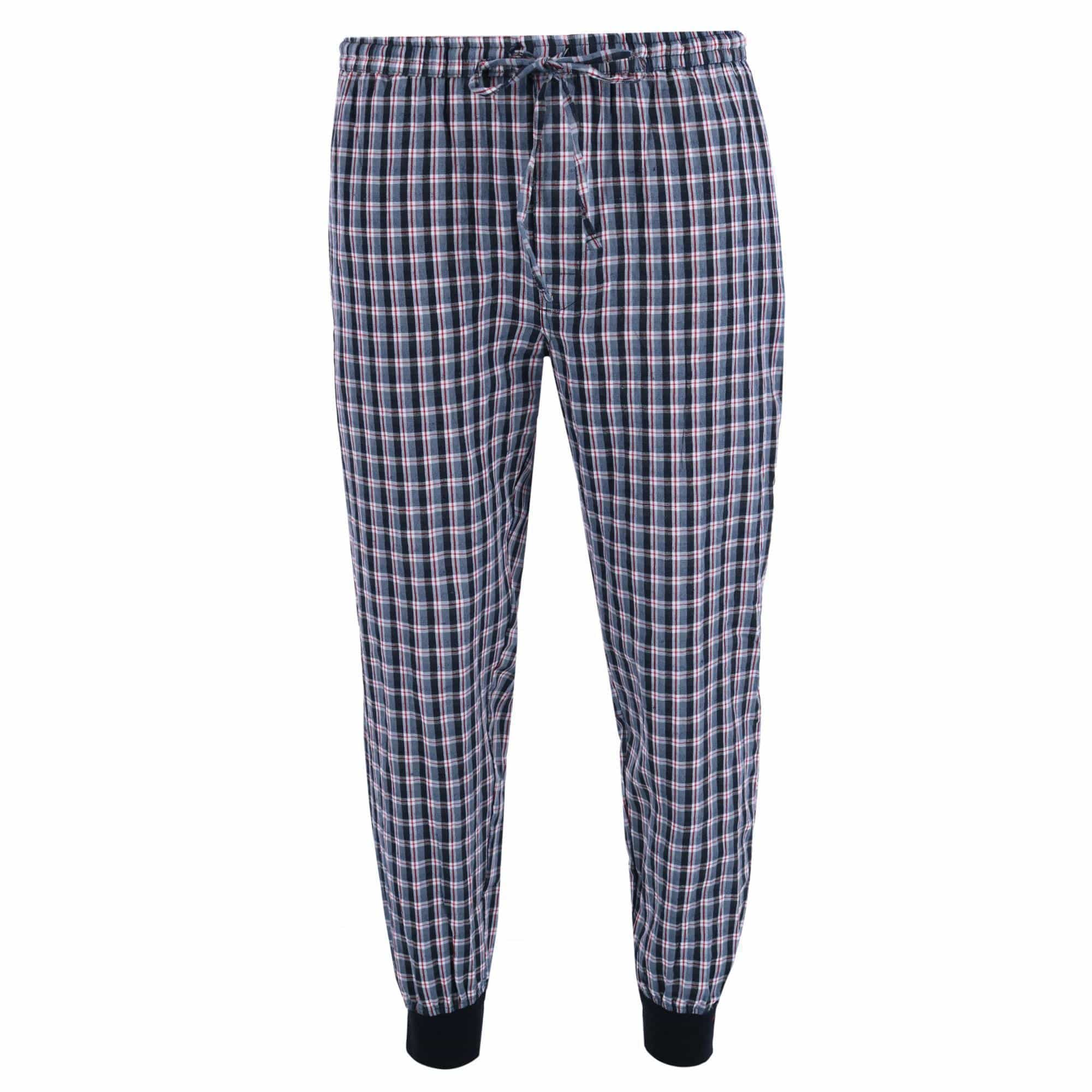 Ten West Apparel Men's V-Neck Top With Plaid Jogger Lounge Set - Black / Grey