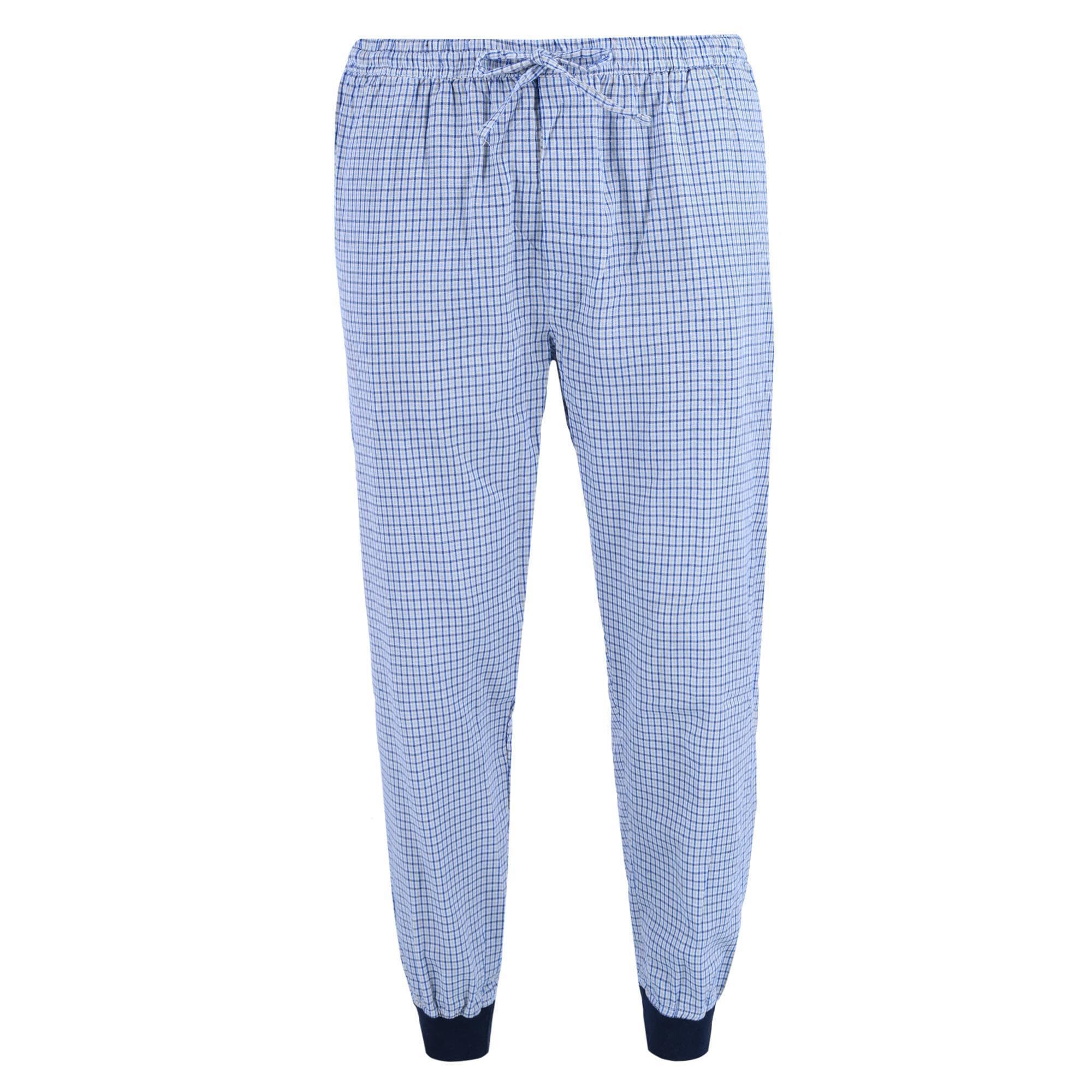 Ten West Apparel Men's V-Neck Top With Plaid Jogger Lounge Set - Grey / Blue
