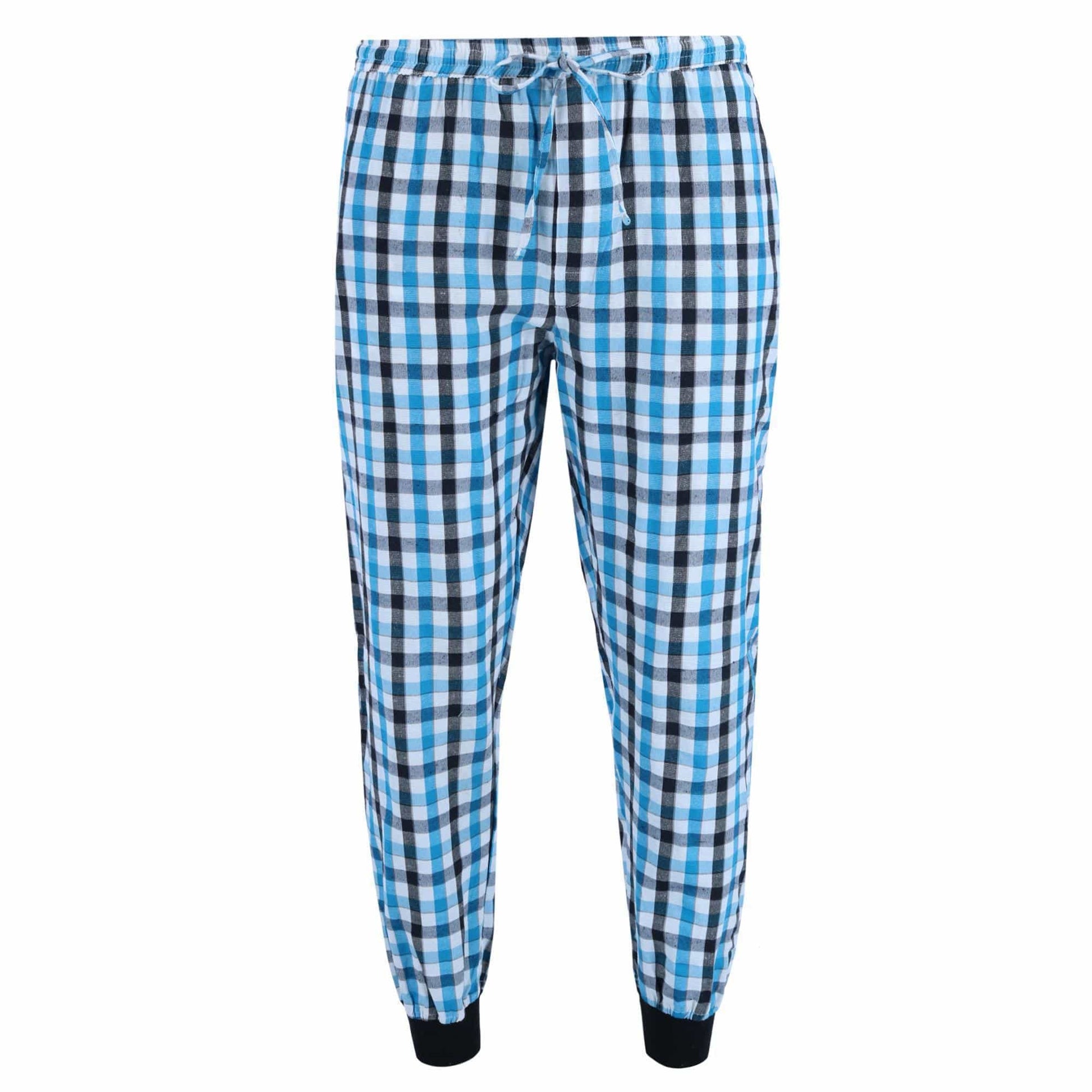 Ten West Apparel Men's V-Neck Top With Plaid Jogger Lounge Set - Charcoal / Teal