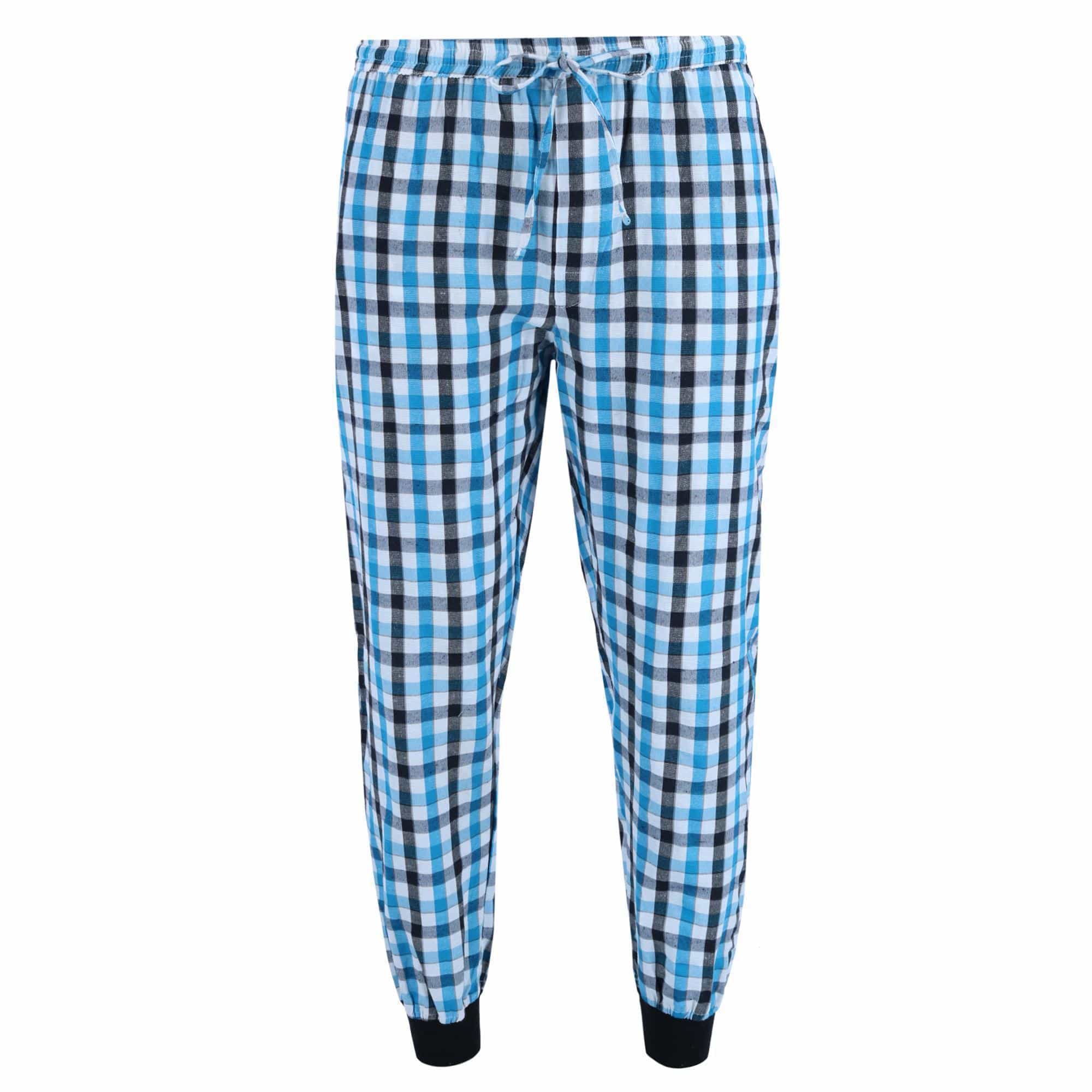 Ten West Apparel Men's V-Neck Top With Plaid Jogger Lounge Set - Charcoal / Teal