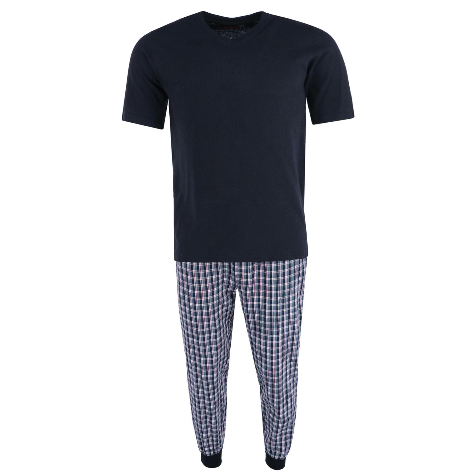 Ten West Apparel Men's V-Neck Top With Plaid Jogger Lounge Set - Men's V-Neck Top With Plaid Jogger Lounge Set