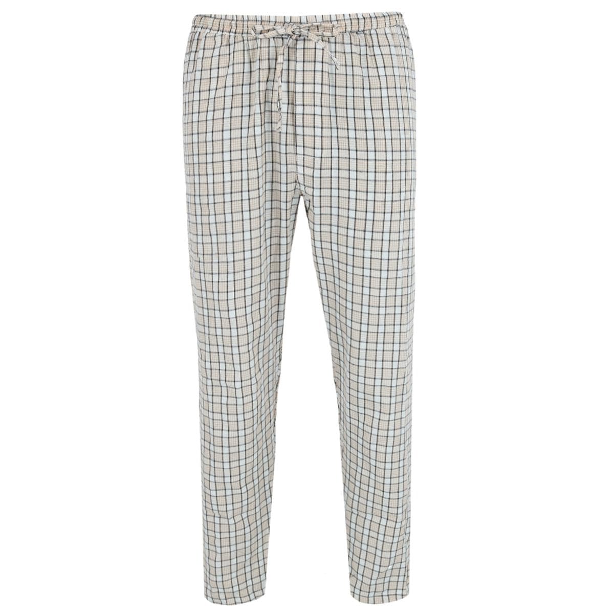 Ten West Apparel Men's Henley Short Sleeve and Plaid Pajama Pant Set - Beige/Black