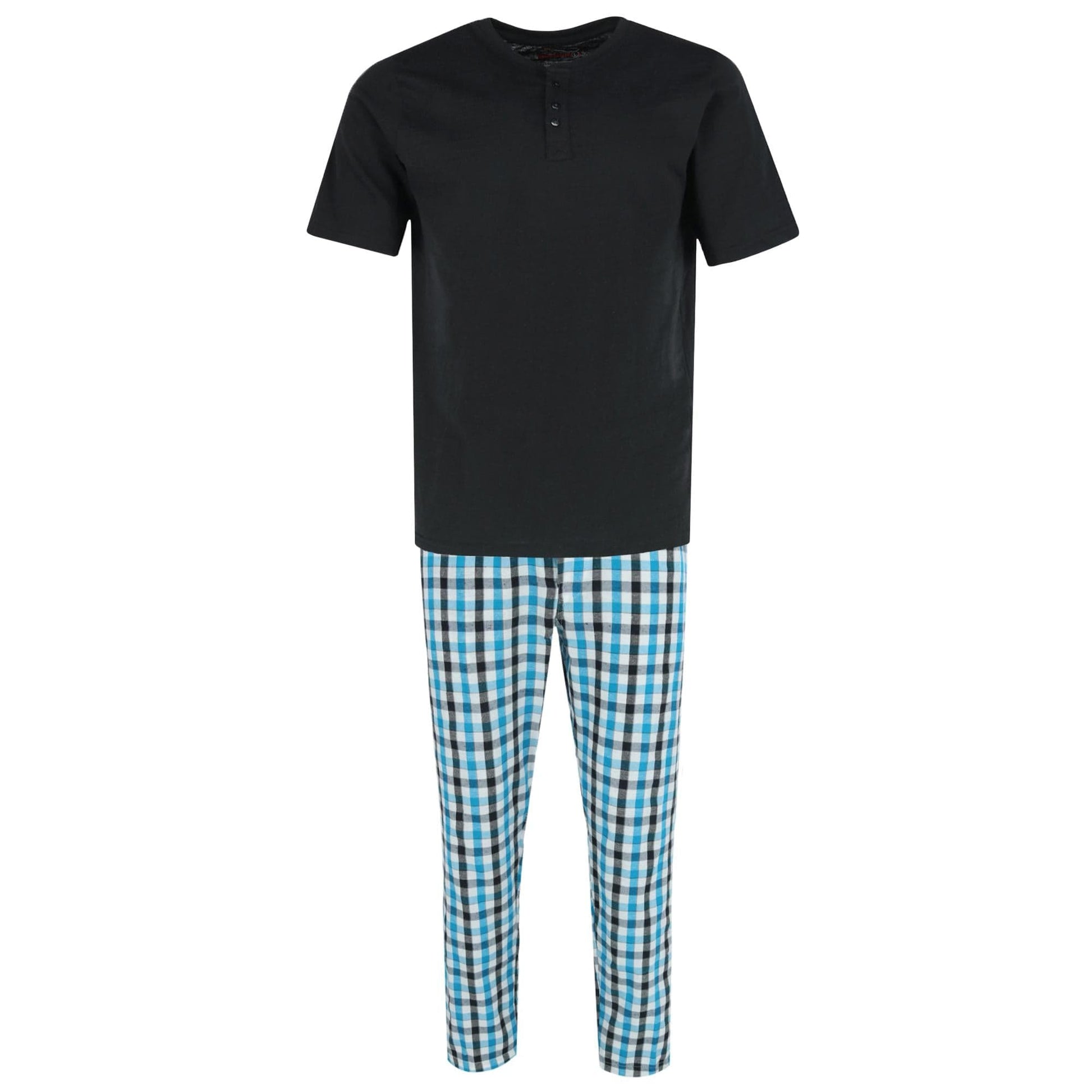 Ten West Apparel Men's Henley Short Sleeve and Plaid Pajama Pant Set