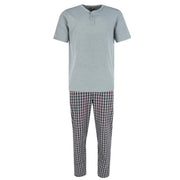 Men's Henley Short Sleeve and Plaid Pajama Pant Set