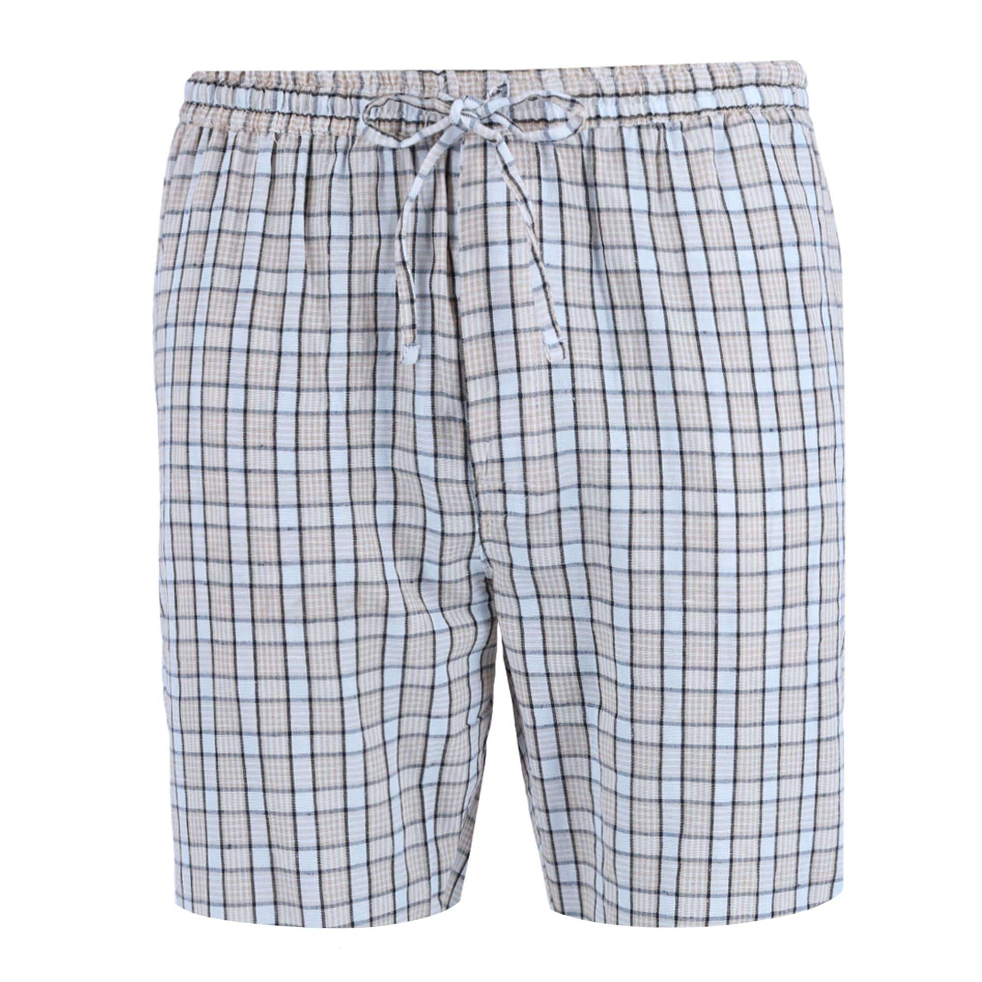 Ten West Apparel Men's Plaid Lounge Shorts - White