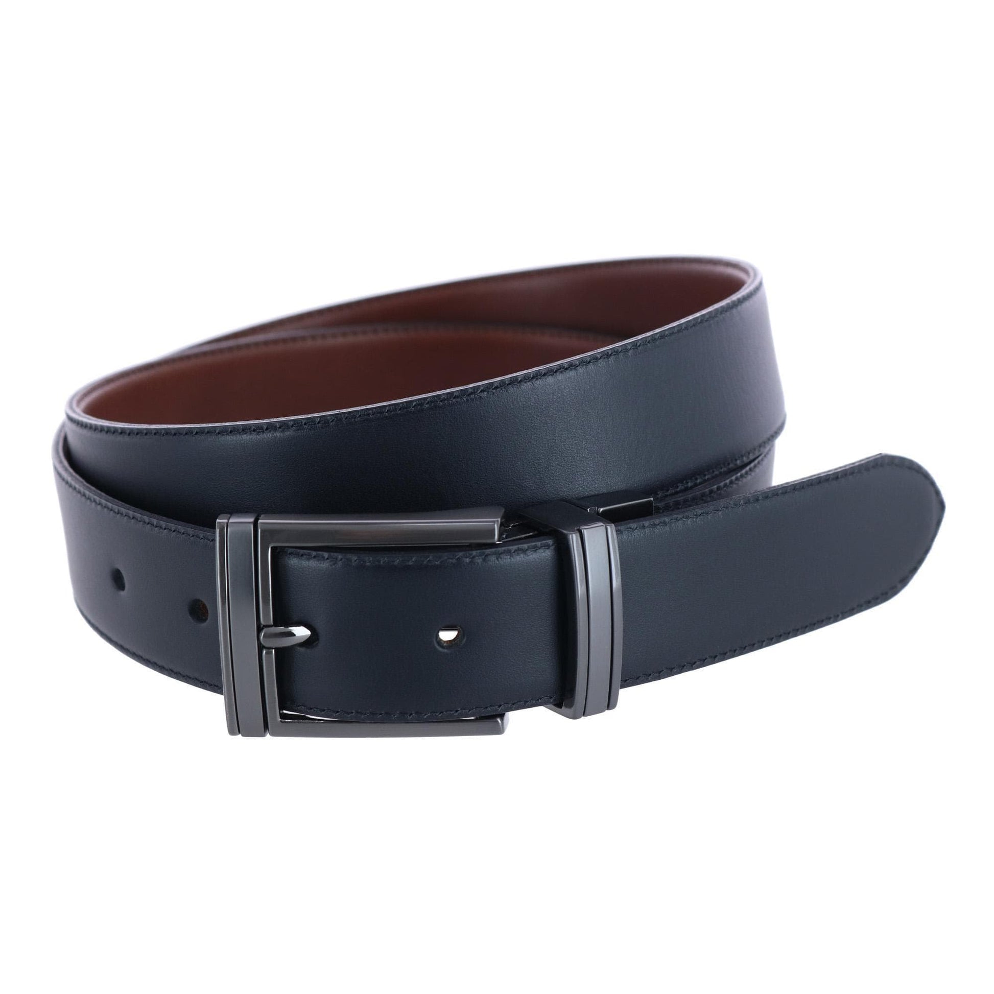 Trafalgar Men's Maverick 32mm Reversible Leather Dress Belt - Black to Brown