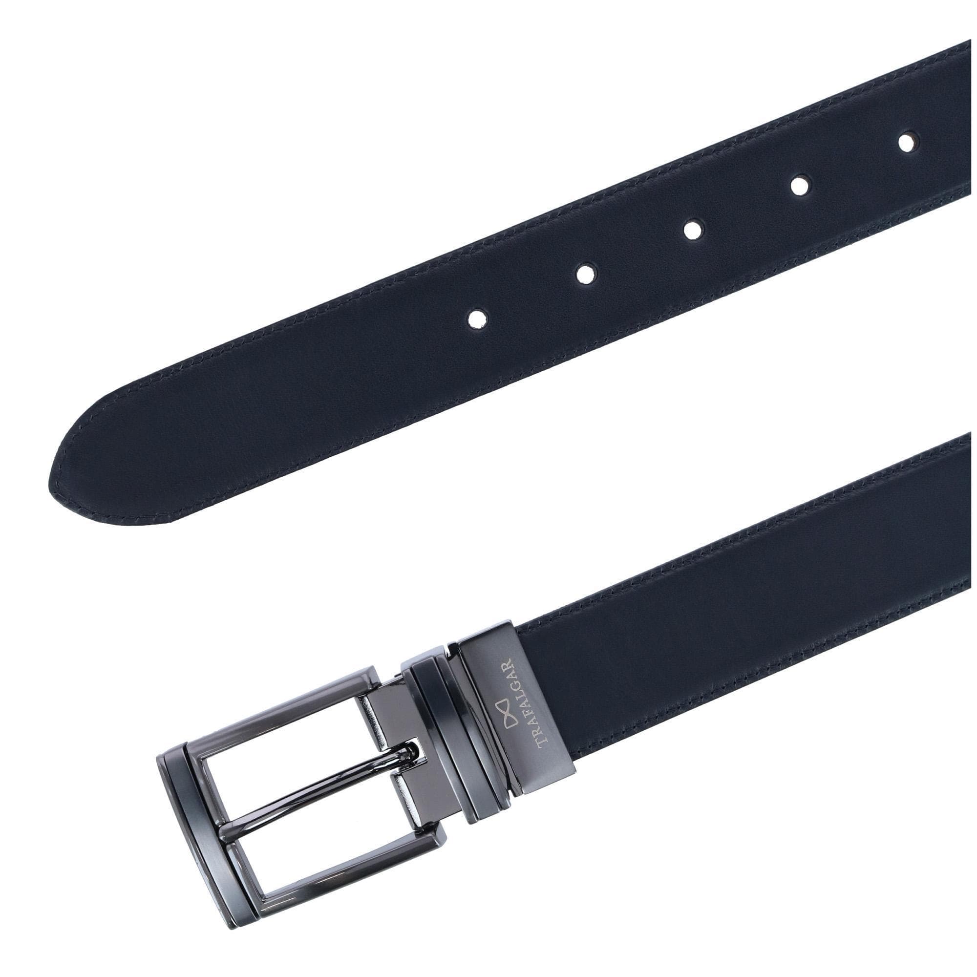 Trafalgar Men's Maverick 32mm Reversible Leather Dress Belt - Black to Brown