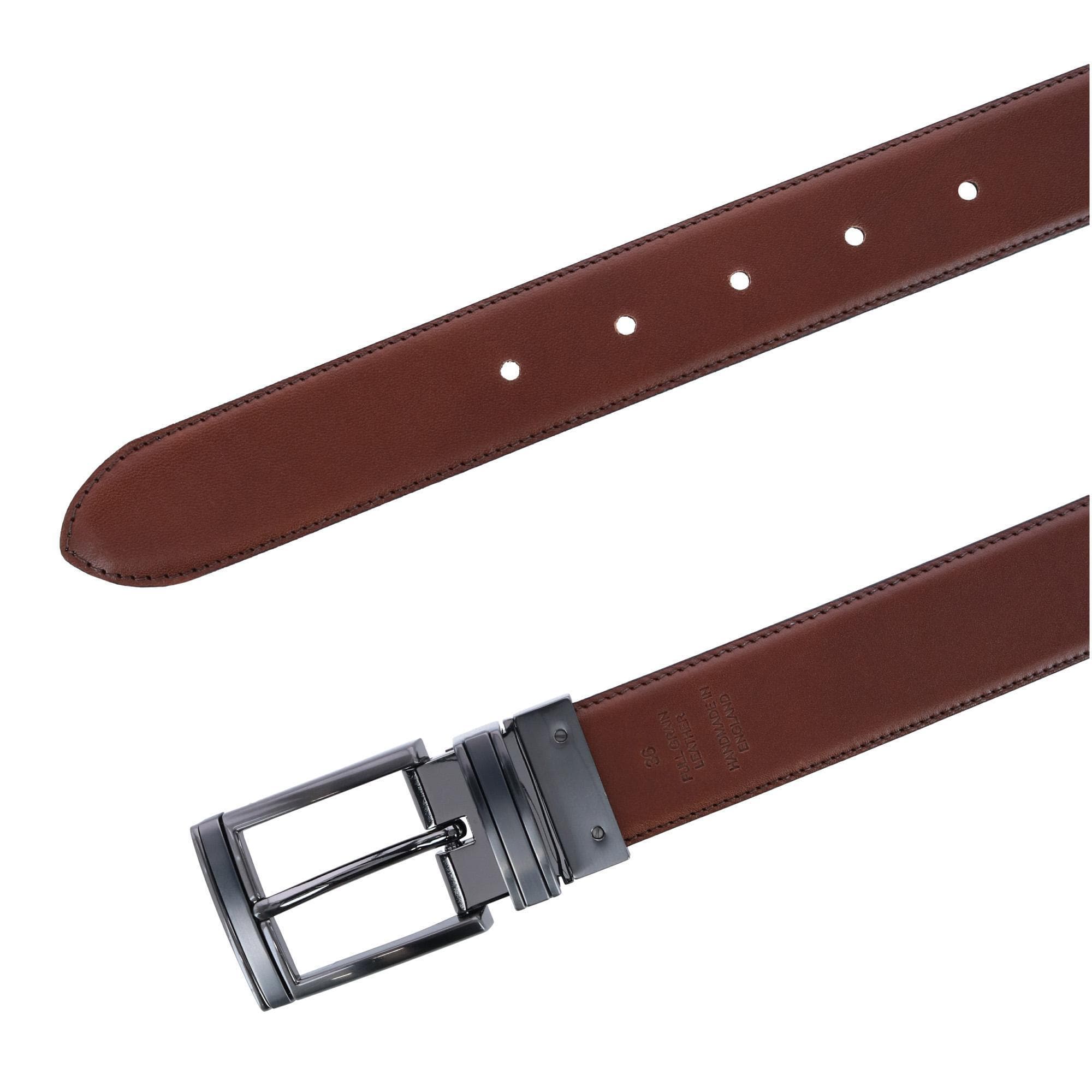 Trafalgar Men's Maverick 32mm Reversible Leather Dress Belt - Black to Brown