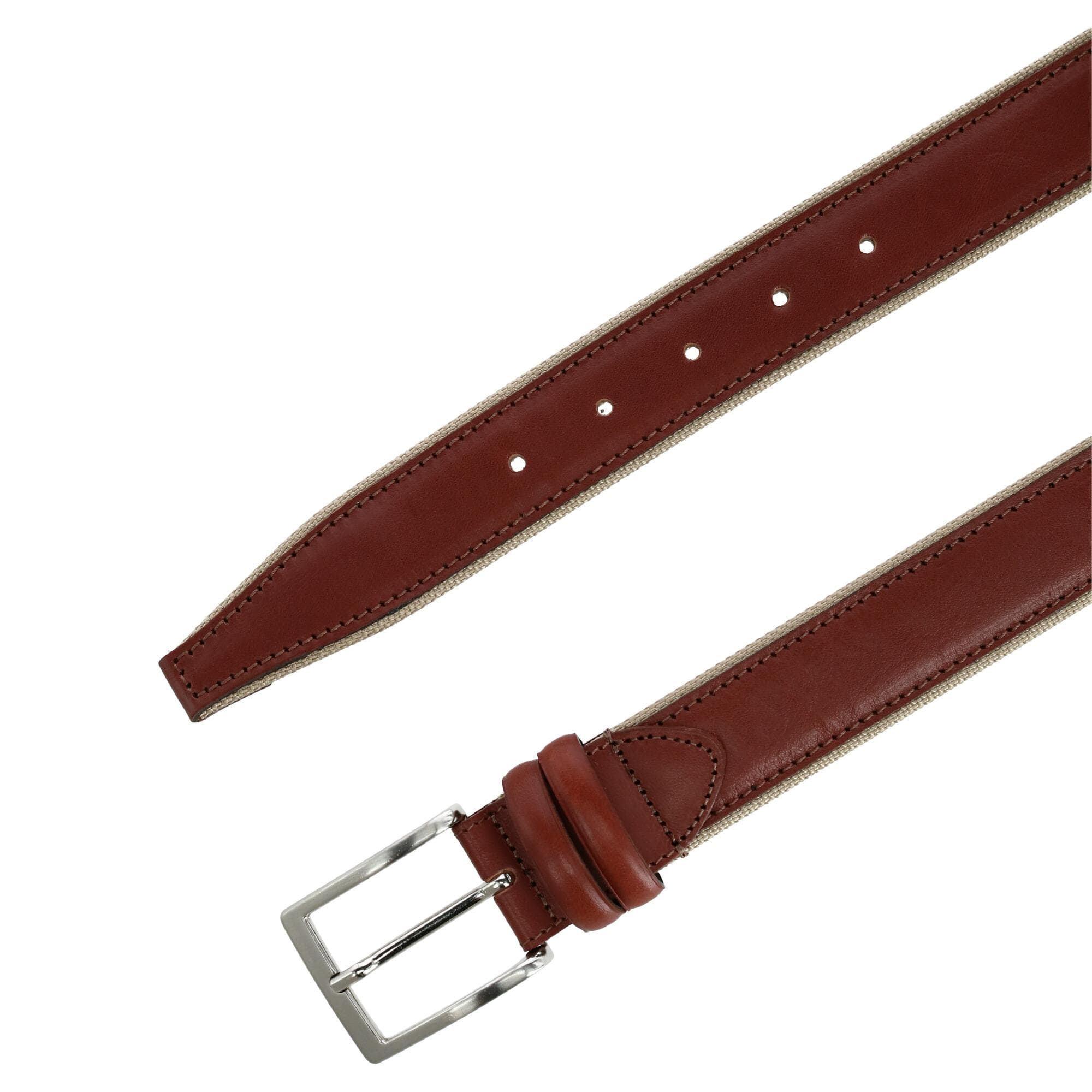 Trafalgar Men's The Back Nine Leather and Nylon Golf Belt - Cognac with Tan Lining