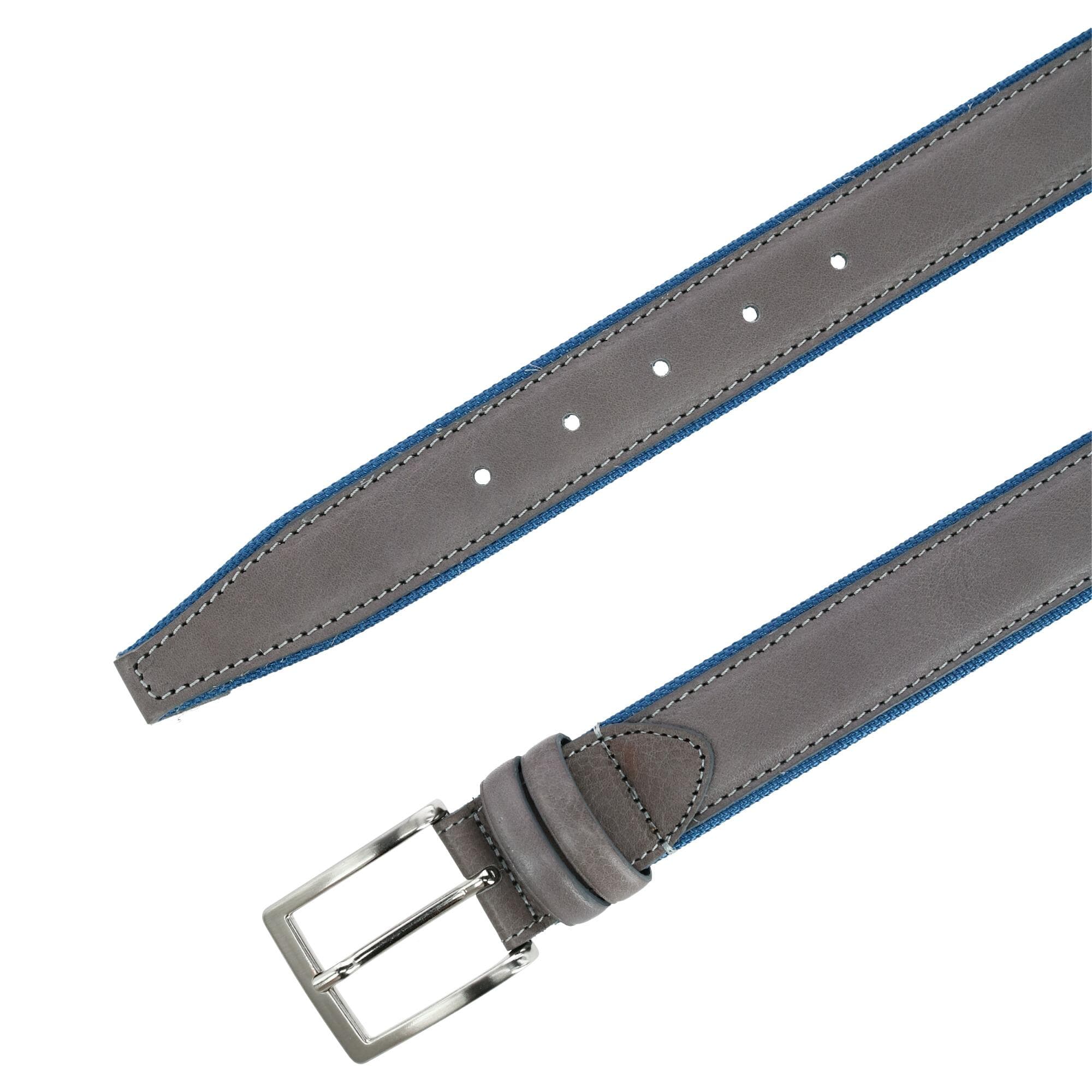 Trafalgar Men's The Back Nine Leather and Nylon Golf Belt - Grey with Light Blue Lining