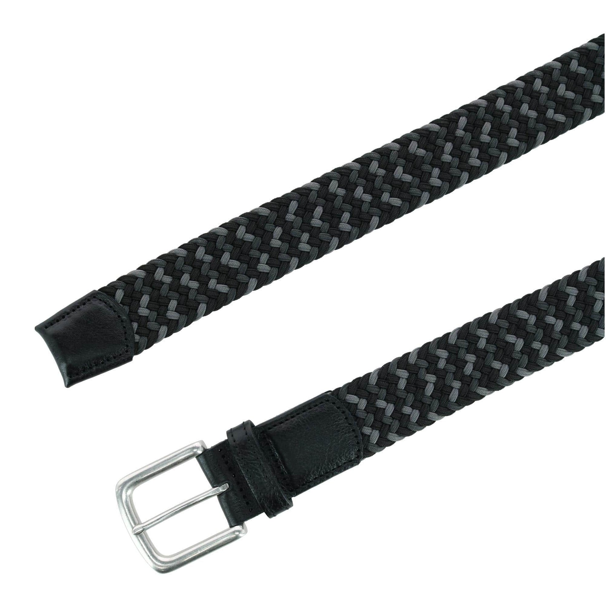 Trafalgar Men's Chandler Mixed Weave Stretch Belt - Black and Grey