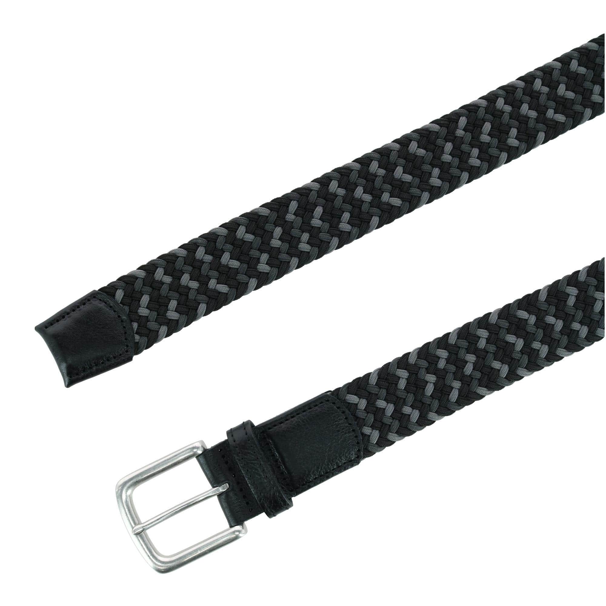 Trafalgar Men's Chandler Mixed Weave Stretch Belt - Black and Grey