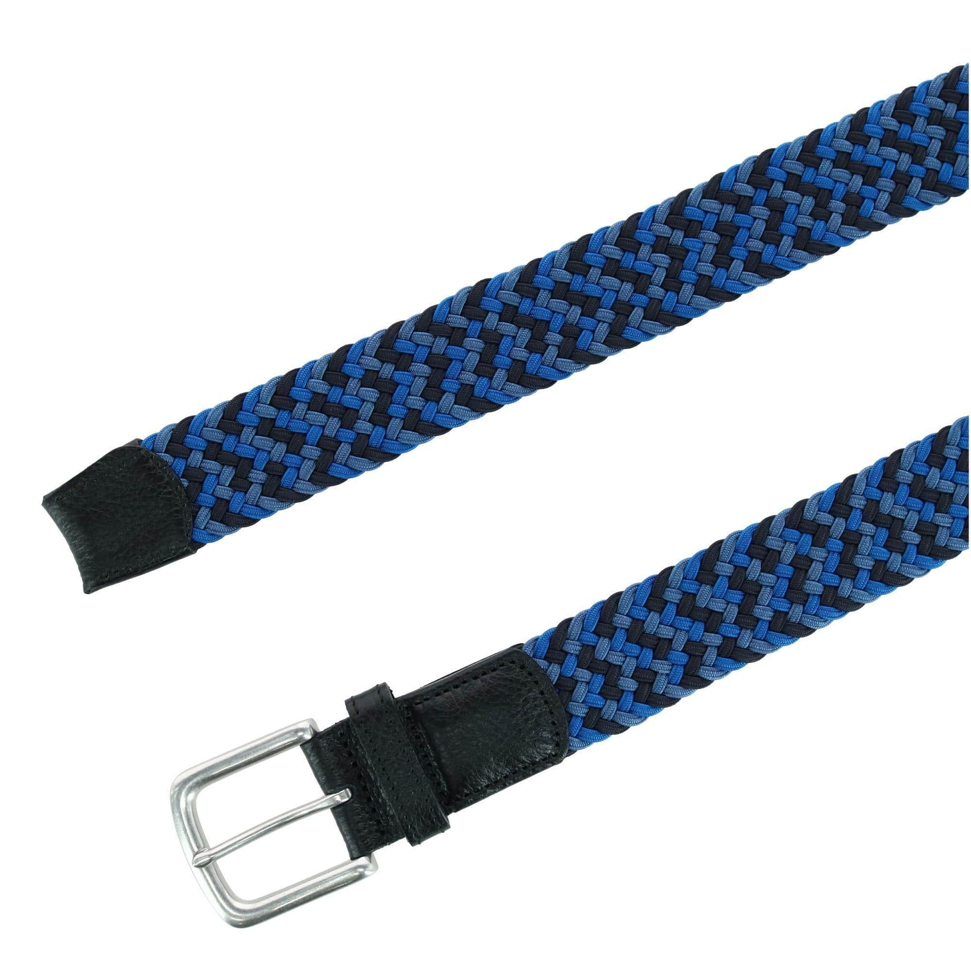 Trafalgar Men's Chandler Mixed Weave Stretch Belt - Blue Mix