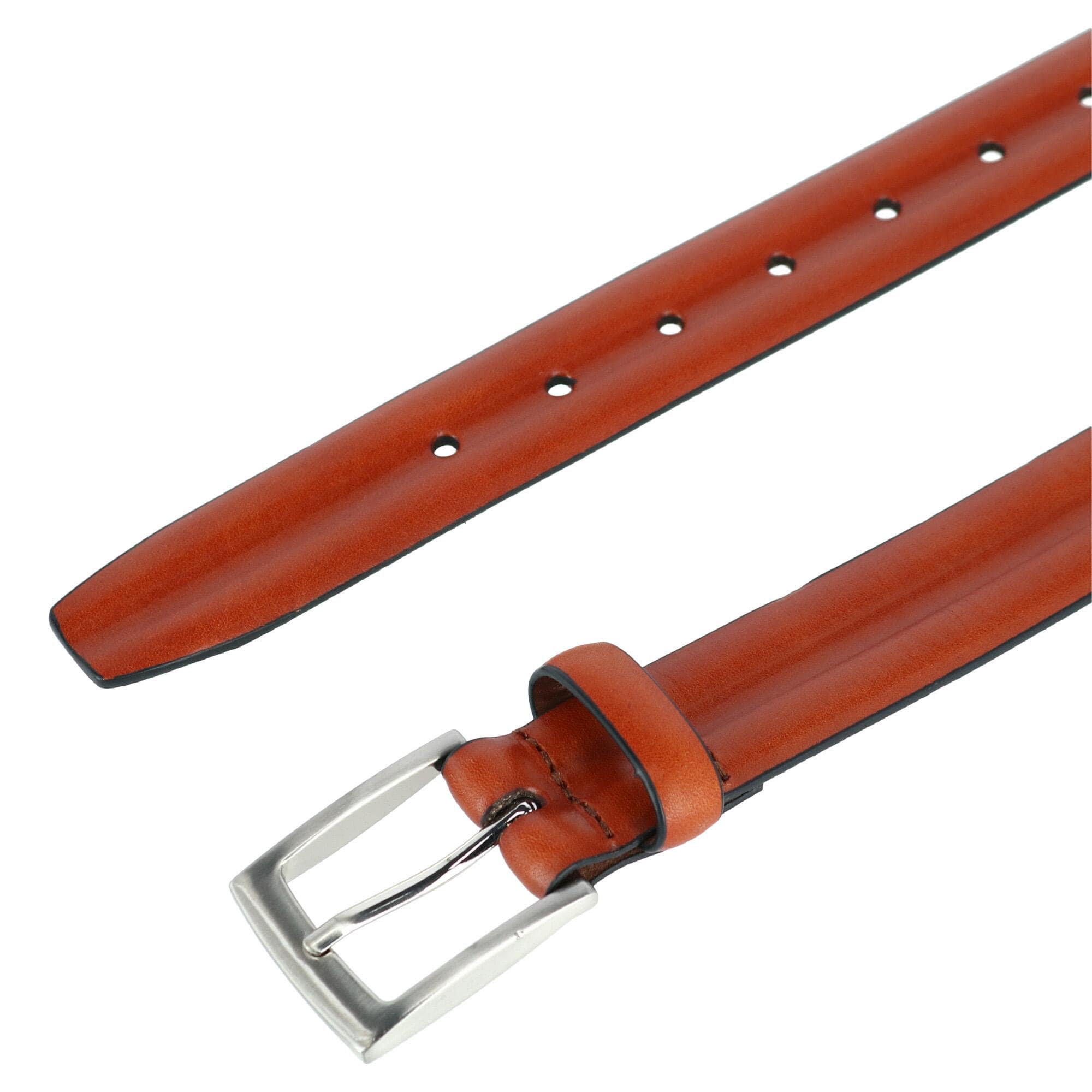 Trafalgar Men's Center Heat Crease Leather Belt - Tan