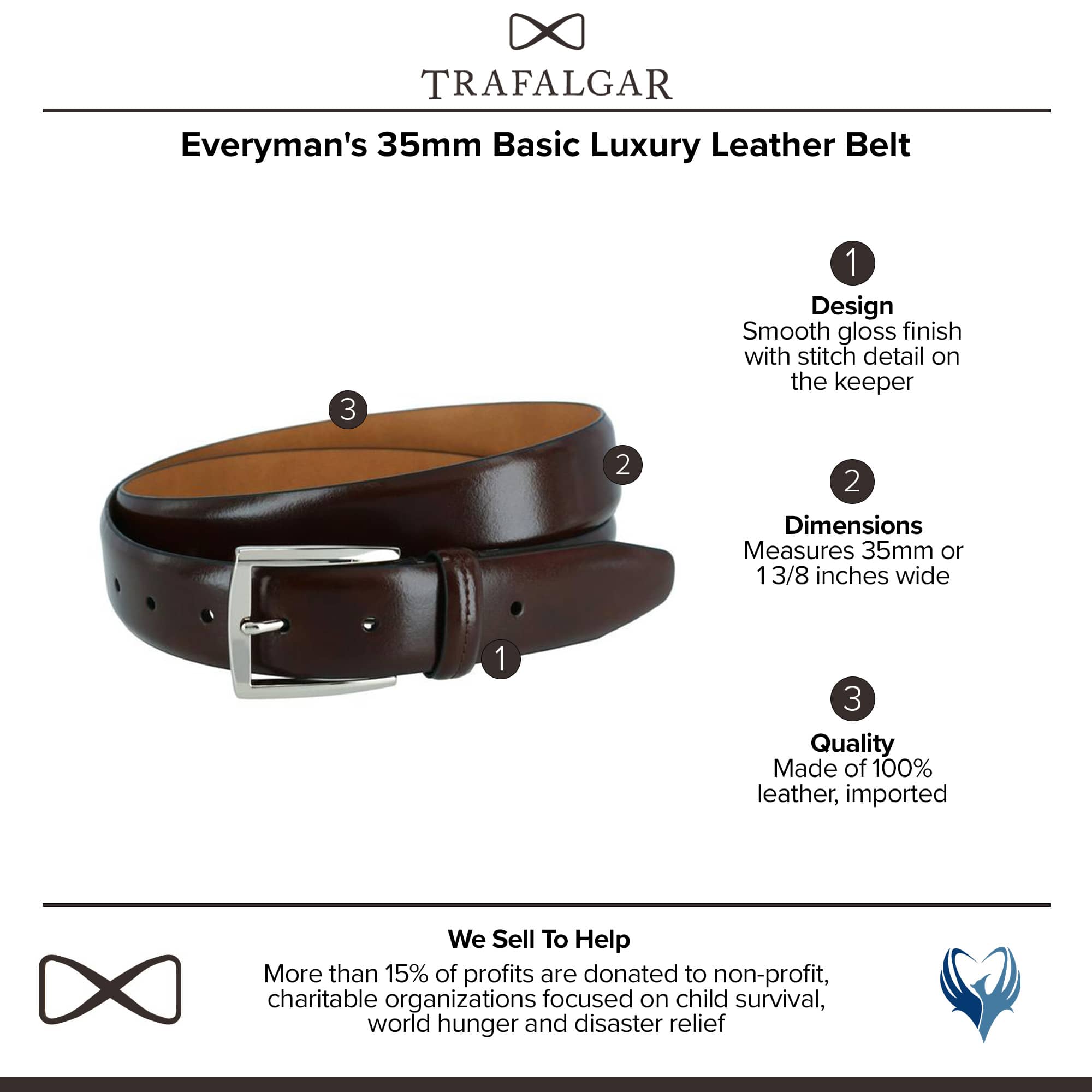 Trafalgar Everyman's 35mm Basic Luxury Leather Belt - Brown
