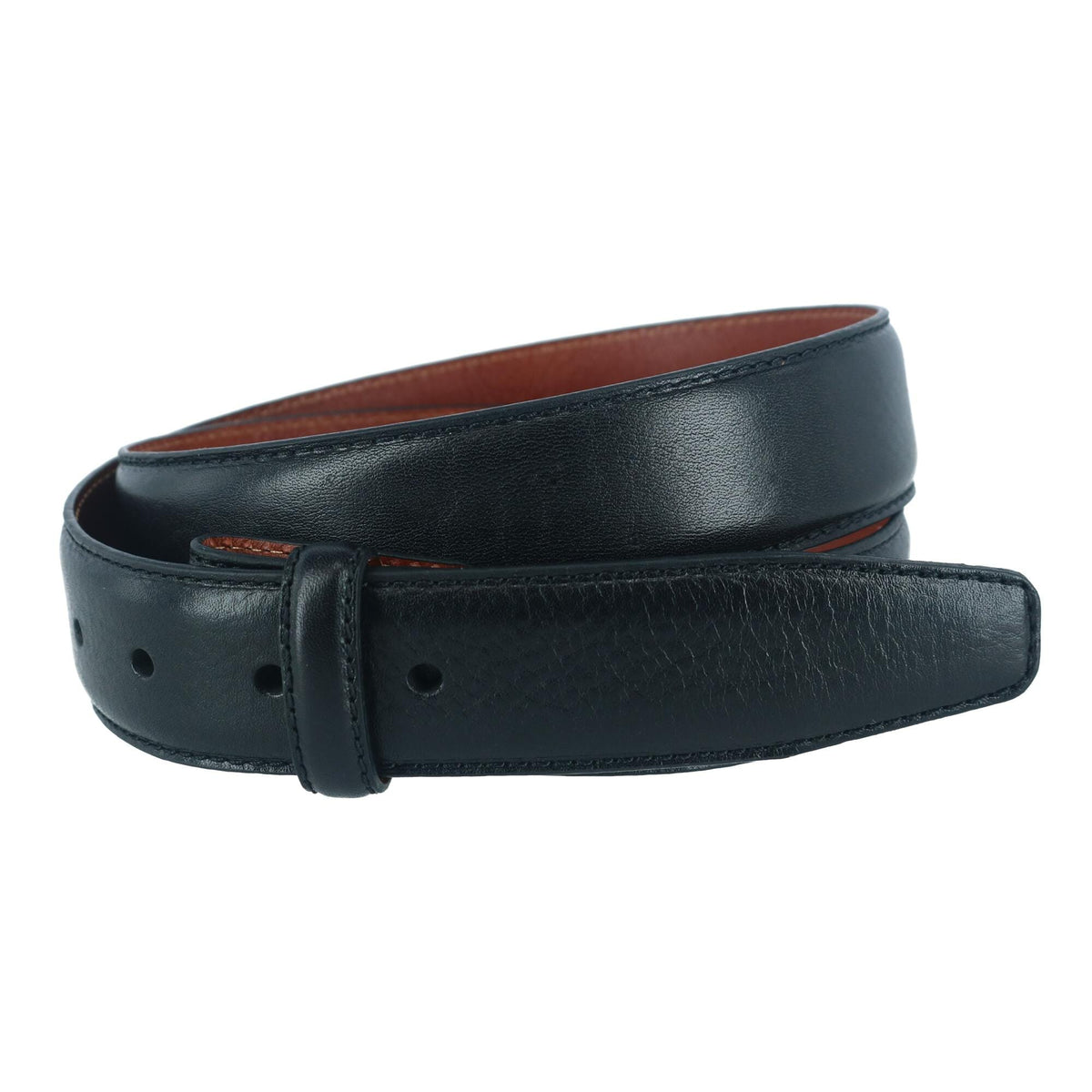 Trafalgar Pebble Grain Leather No Buckle Harness Belt Strap - Pebble Grain Leather No Buckle Harness Belt Strap