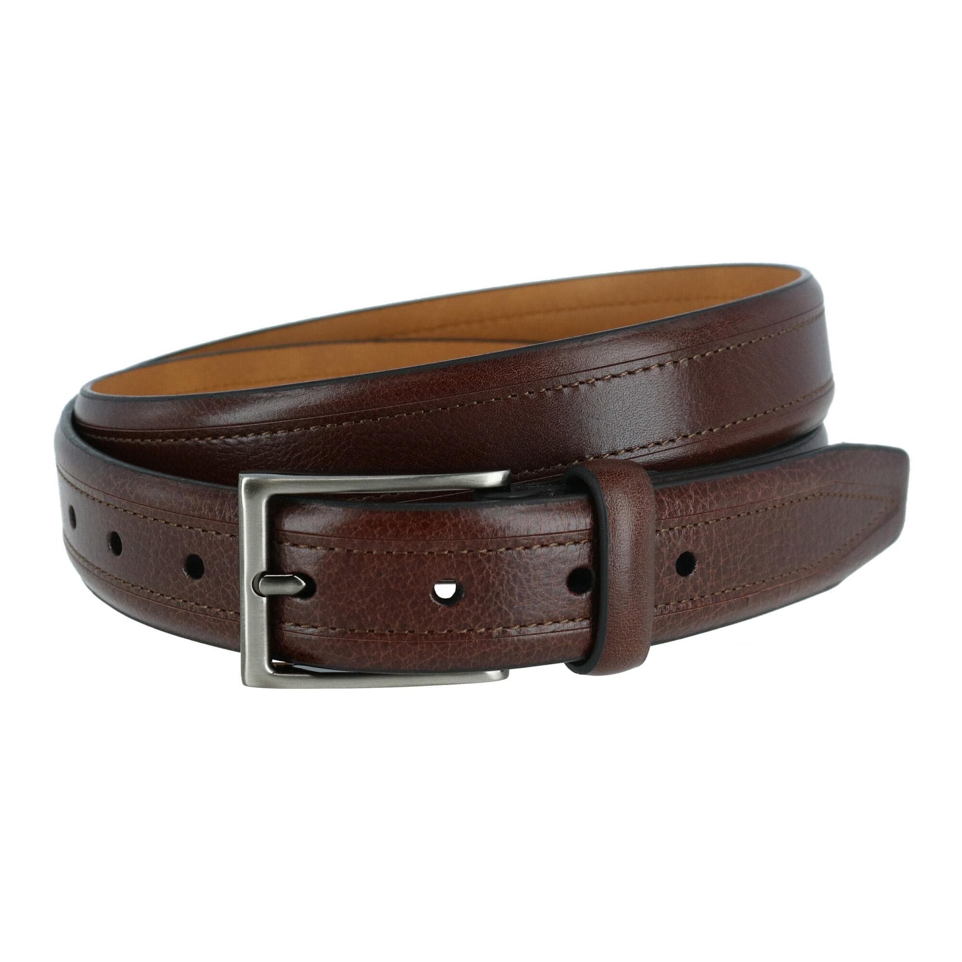 men's dress belts Trafalgar Stitch Detail Leather Belt Color:Pink Cloud size_18 perfect to use for Free People | Real